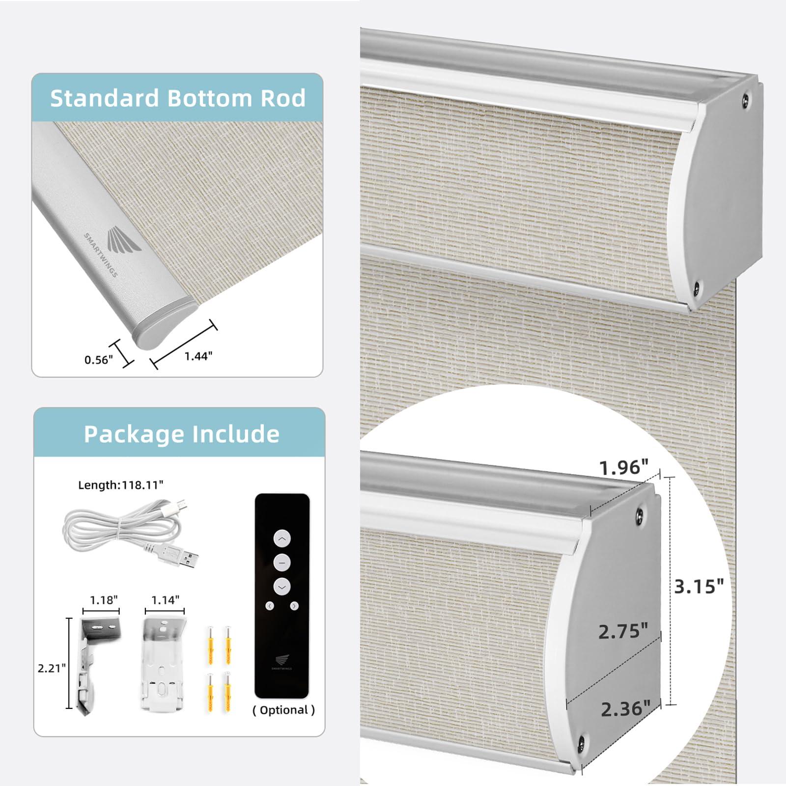 SmartWings SmartWings Motorized Blinds with Remote, Compatible with Homekit Thread-Enabled Shade, Light Filtering Cordless Smart Shade, Electric Automatic Sunscreen Blinds, Customized, Safari Cream