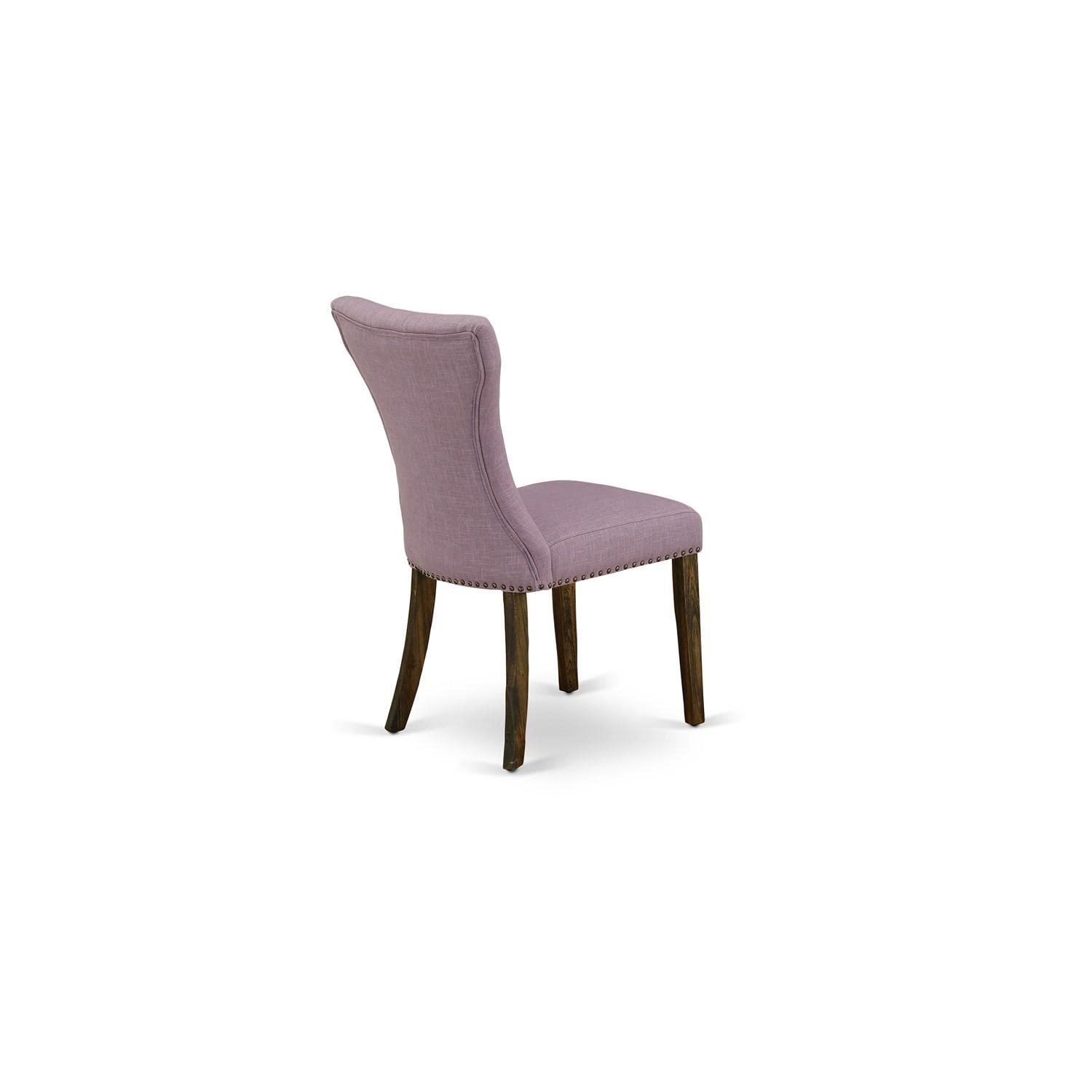 East West Furniture East West Furniture GAP7T40 Gallatin Parson Kitchen Chairs - Button Tufted Nailhead Trim Dahlia Linen Fabric Padded Dining Chairs, Set of 2, Jacobean