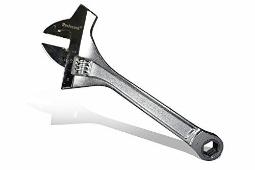 Proferred Proferred T10001 Mining Adjustable Wrench with Hammer, Chrome Finish, 12"