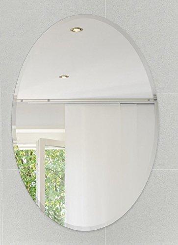 Fab Glass and Mirror Fab Glass and Mirror Beveled Polished Frameless Wall Mirror with Hooks, 24" x 48", Silver