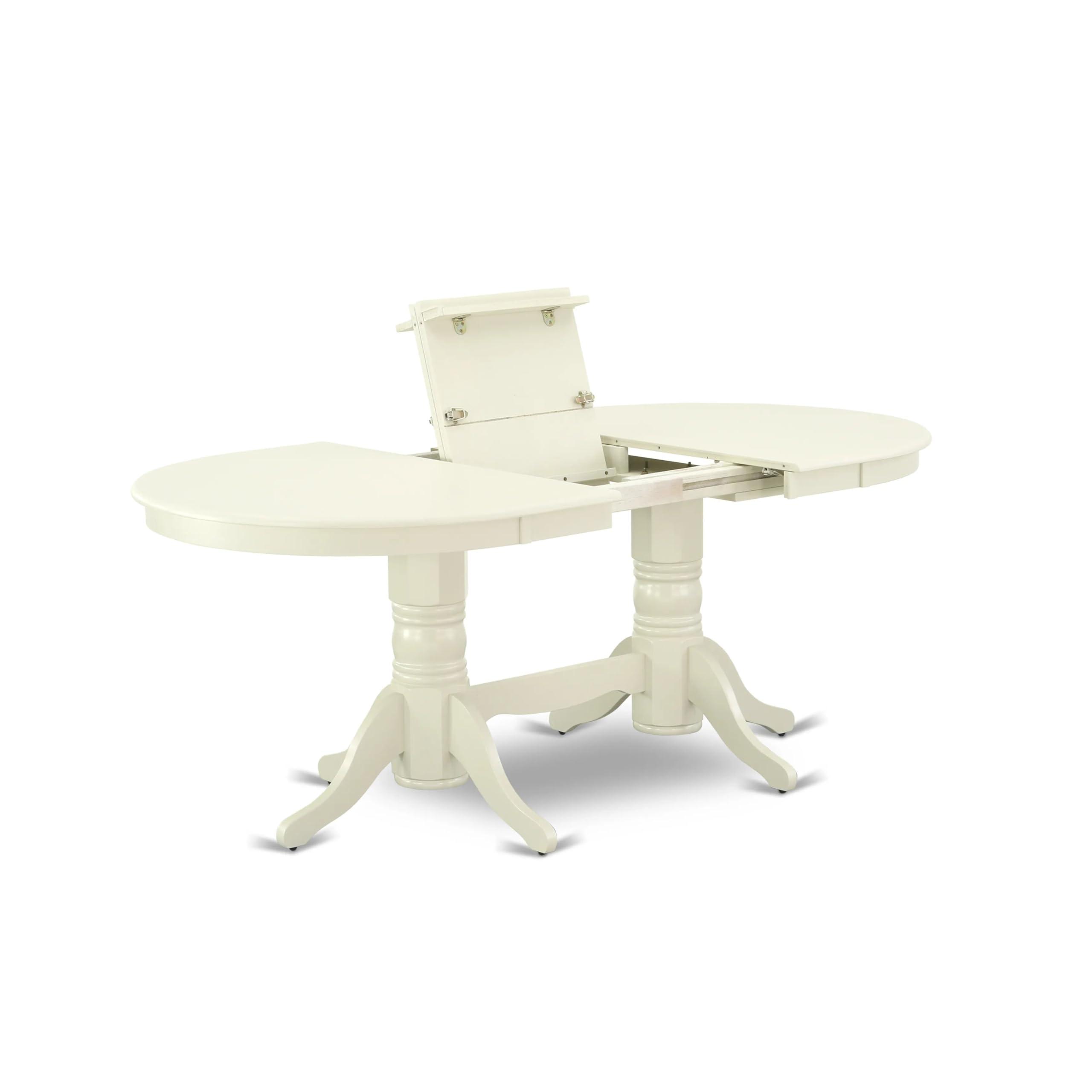 East West Furniture East West Furniture VADA7-LWH-23 7 Piece Dinette Set Contains an Oval Dining Table with Butterfly Leaf and 6 Polyester Upholstered Chairs, Linen White