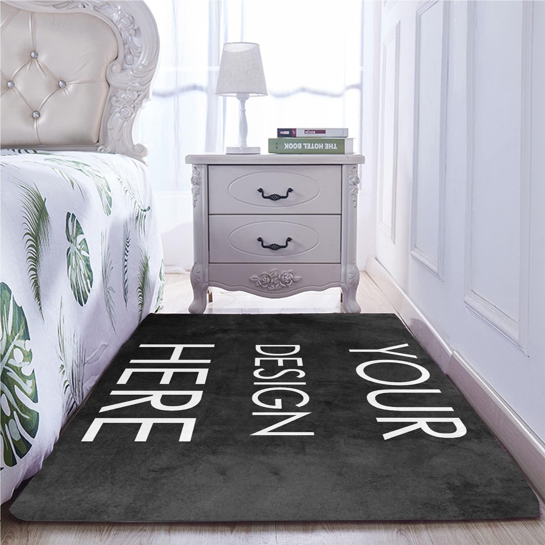 Oueoty Custom Personalized Rugs 5x8ft,Add Your Photo Text Logo Non-Slip Washable Carpet Rug for Home Decoration Bedroom Kitchen Living Room