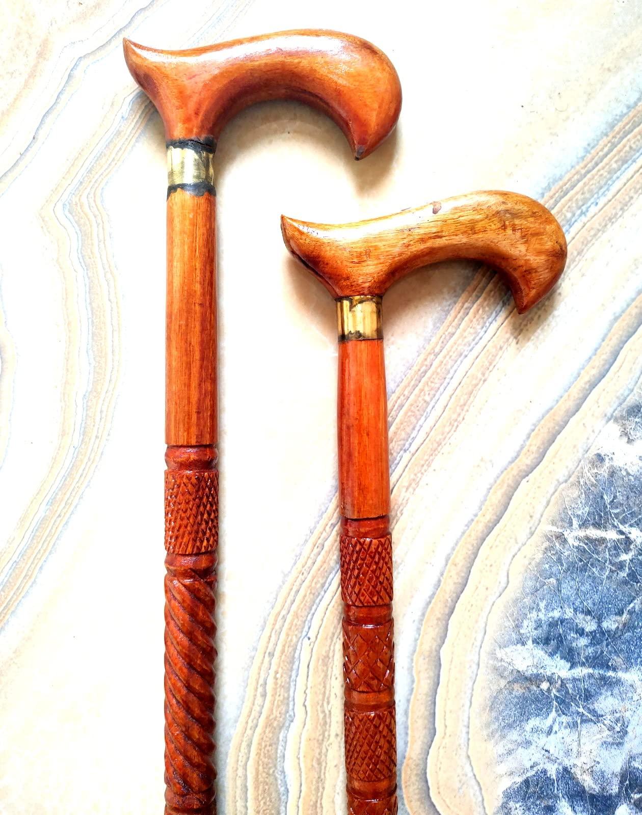 HomeLoft Basics 2 Piece Premium Wooden Walking Cane | Victorian Deluxe Walking Stick | Beautiful Wood Head | Walking Cane