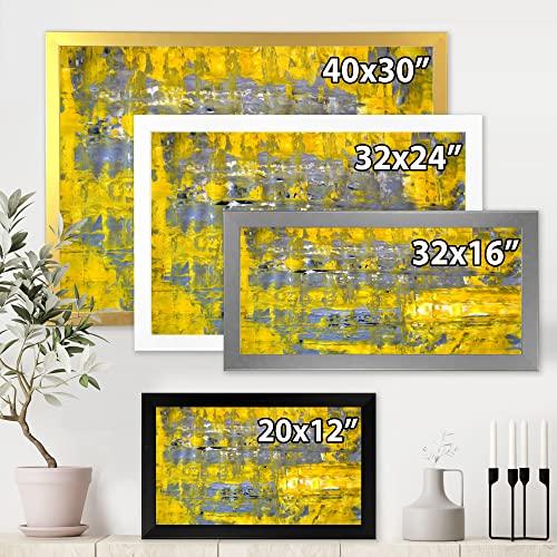 DesignQ DesignQ Yellow Meets Grey Abstract Art I Modern Framed Wall Art
