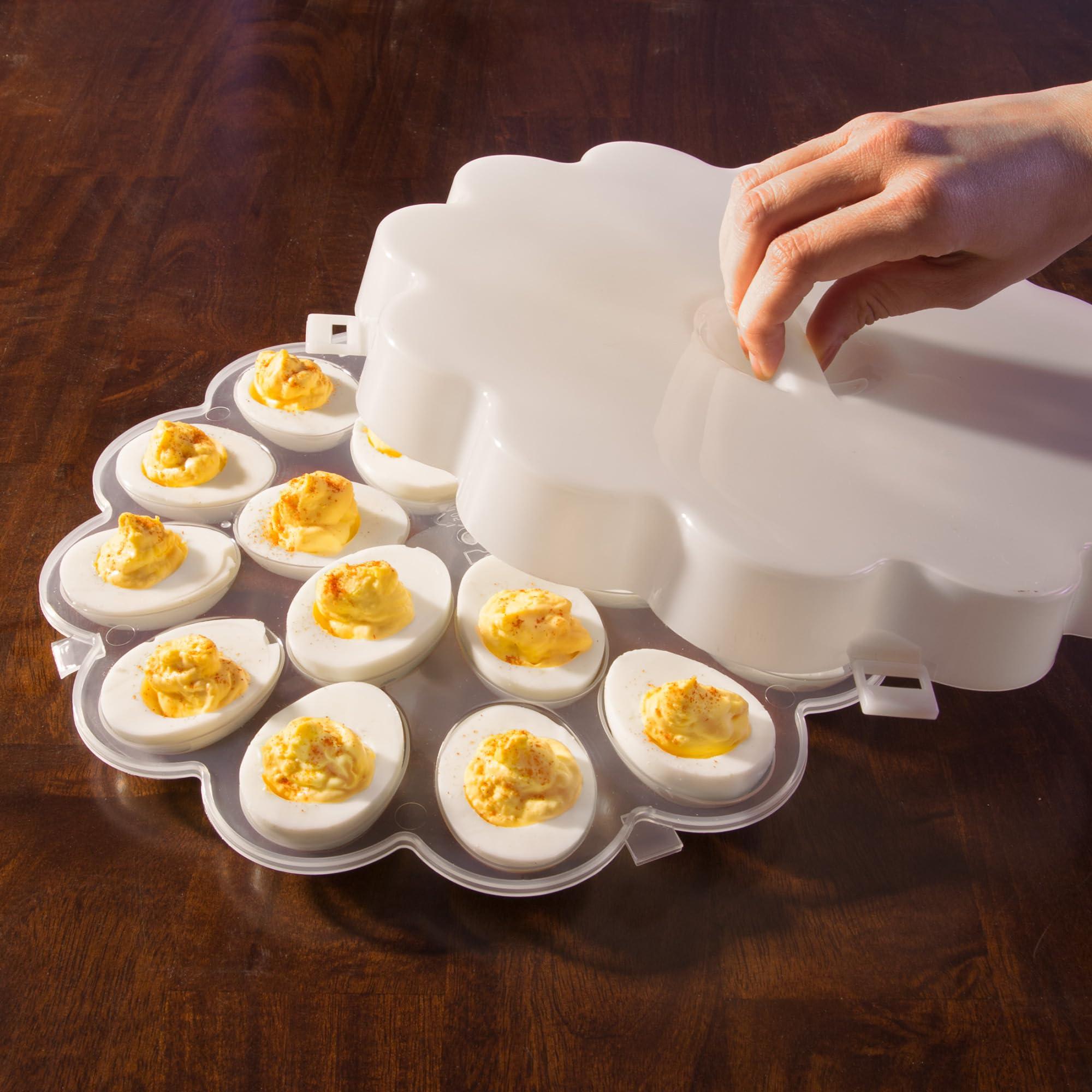 Chef Buddy Chef Buddy Food Storage Deviled Lid Platters Hold 18 Egg Container for Refrigerator or Carrying to Parties by Classic Cuisine, 1.875x10.875x10.875, Clear