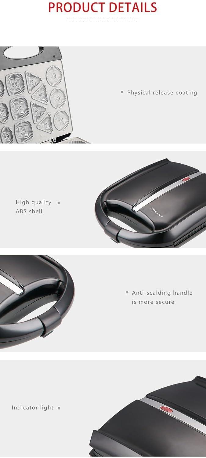 CParts Electric Cookie MakerWaffle Makers & IronsHousehold Biscuit Machine Scones Breakfast Machine Waffle Cake Baking Pan,Makes 13 Cookies Per Operation