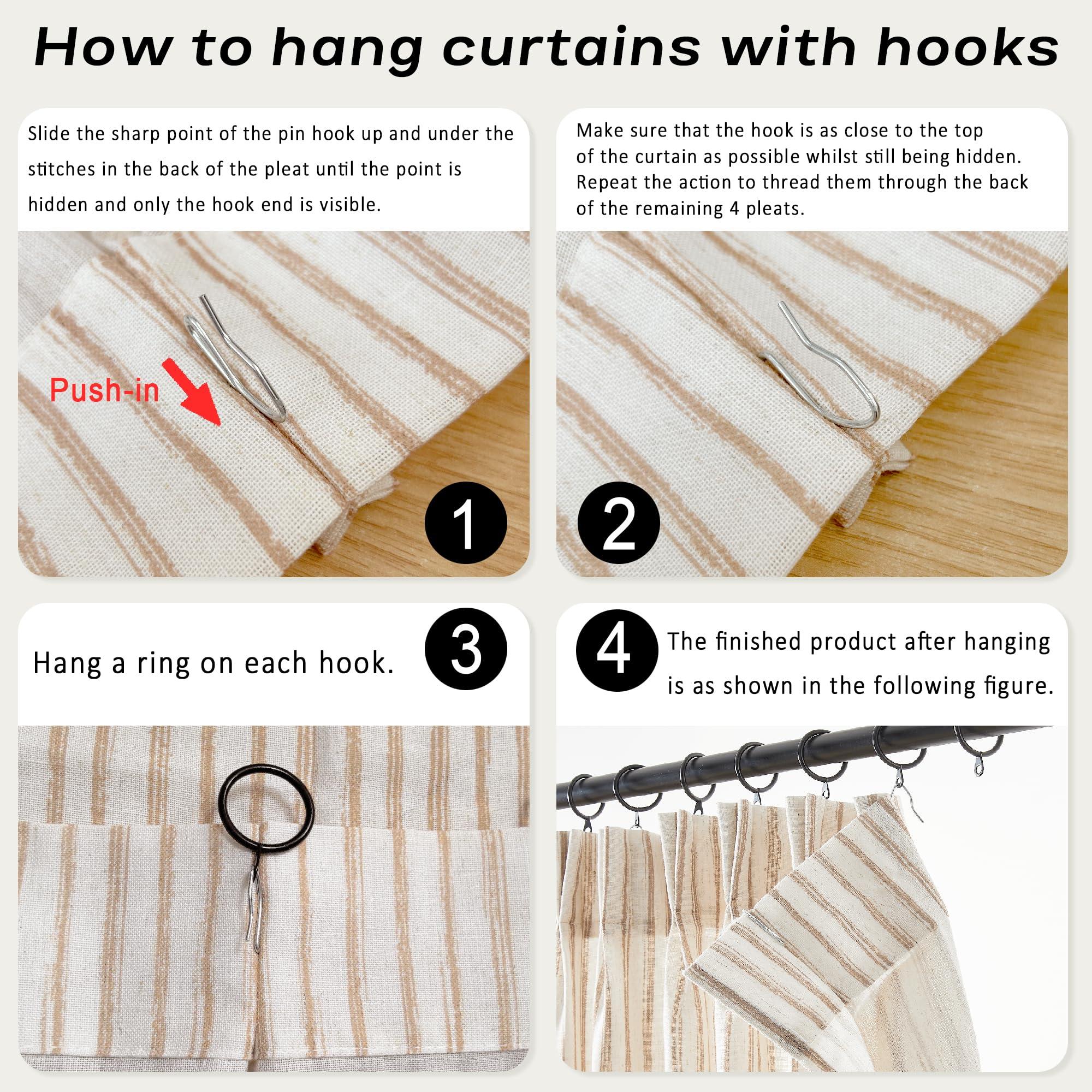 LIMON HOME LIMON HOME Red Kitchen Curtains 36 inch Length,Burgundy Striped Pinch Pleat Curtain,Christmas Curtains for Kitchen RV Basement Window with Hooks Rings 2 Panels Set