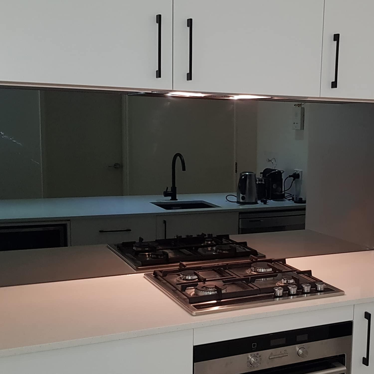 Fab Glass and Mirror Fab Glass and Mirror Cut to Size Mirror Panels - 1/4" Thick Pencil Edge Grey Mirror Custom Size, Frameless Full-Length Mirror for Bedroom, Wardrobe Doors, Table Cover