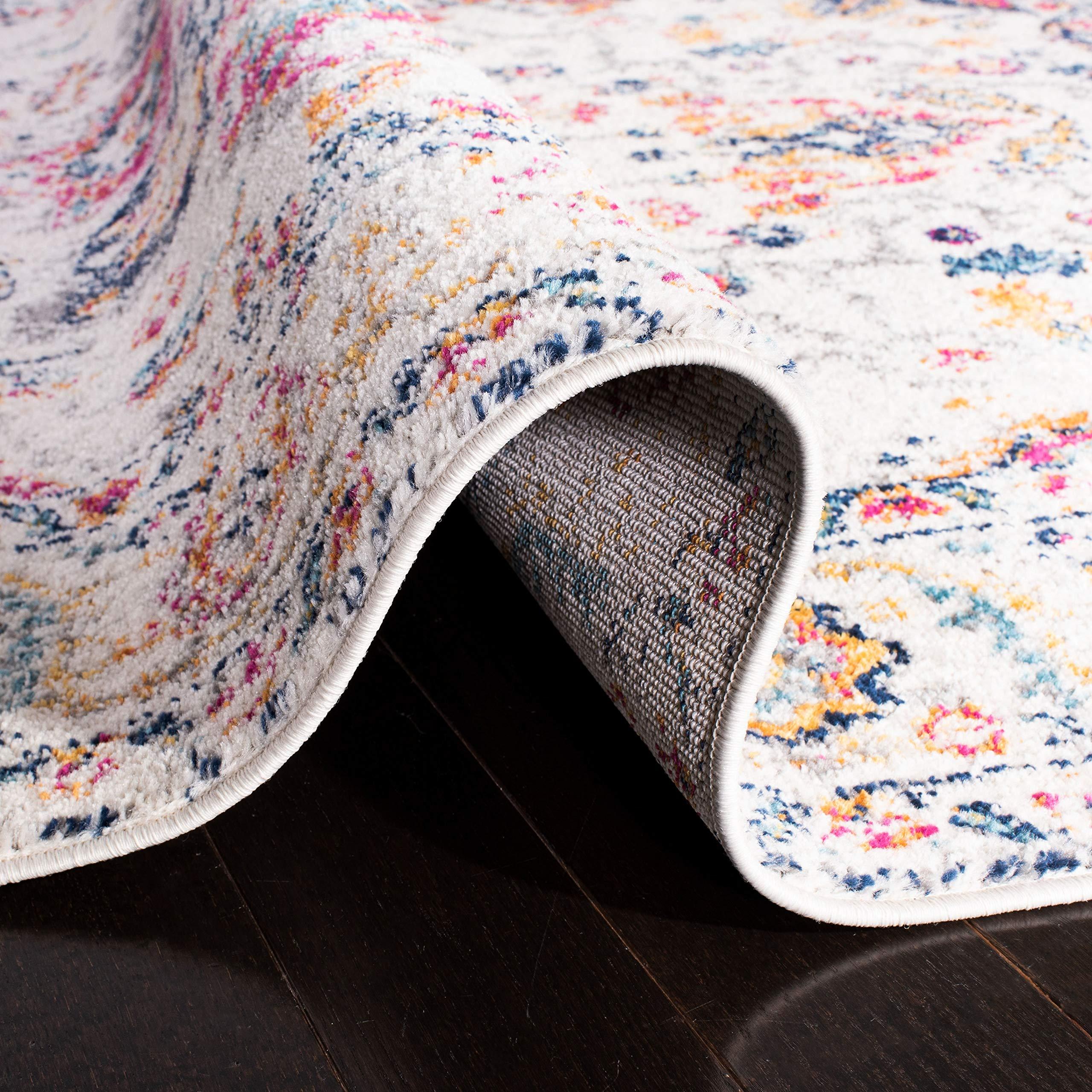 Safavieh SAFAVIEH Madison Collection Area Rug - 8' x 10', Fuchsia & Ivory, Snowflake Medallion Distressed Design, Non-Shedding & Easy Care, Ideal for High Traffic Areas in Living Room, Bedroom (MAD603R)