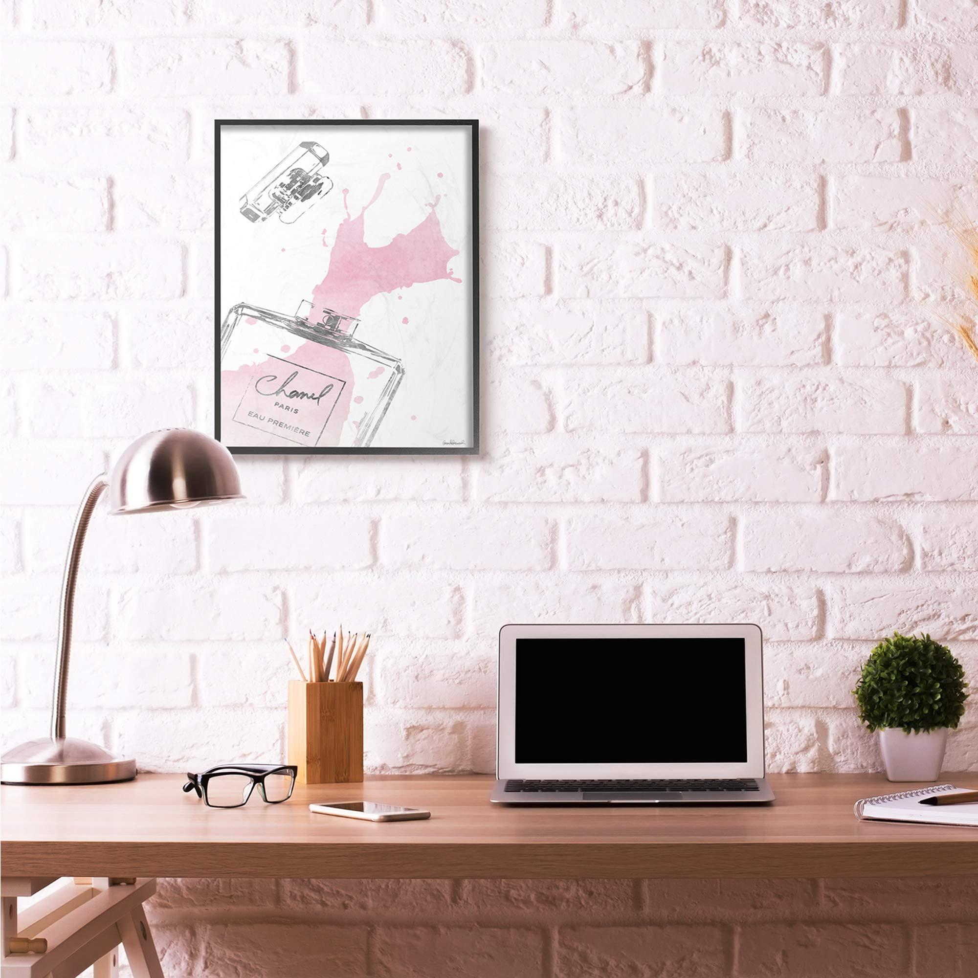 Stupell Industries Stupell Industries Fashioner Perfume Silver Pink Watercolor, Design by Artist Amanda Greenwood Wall Art, 24 x 30, Black Framed