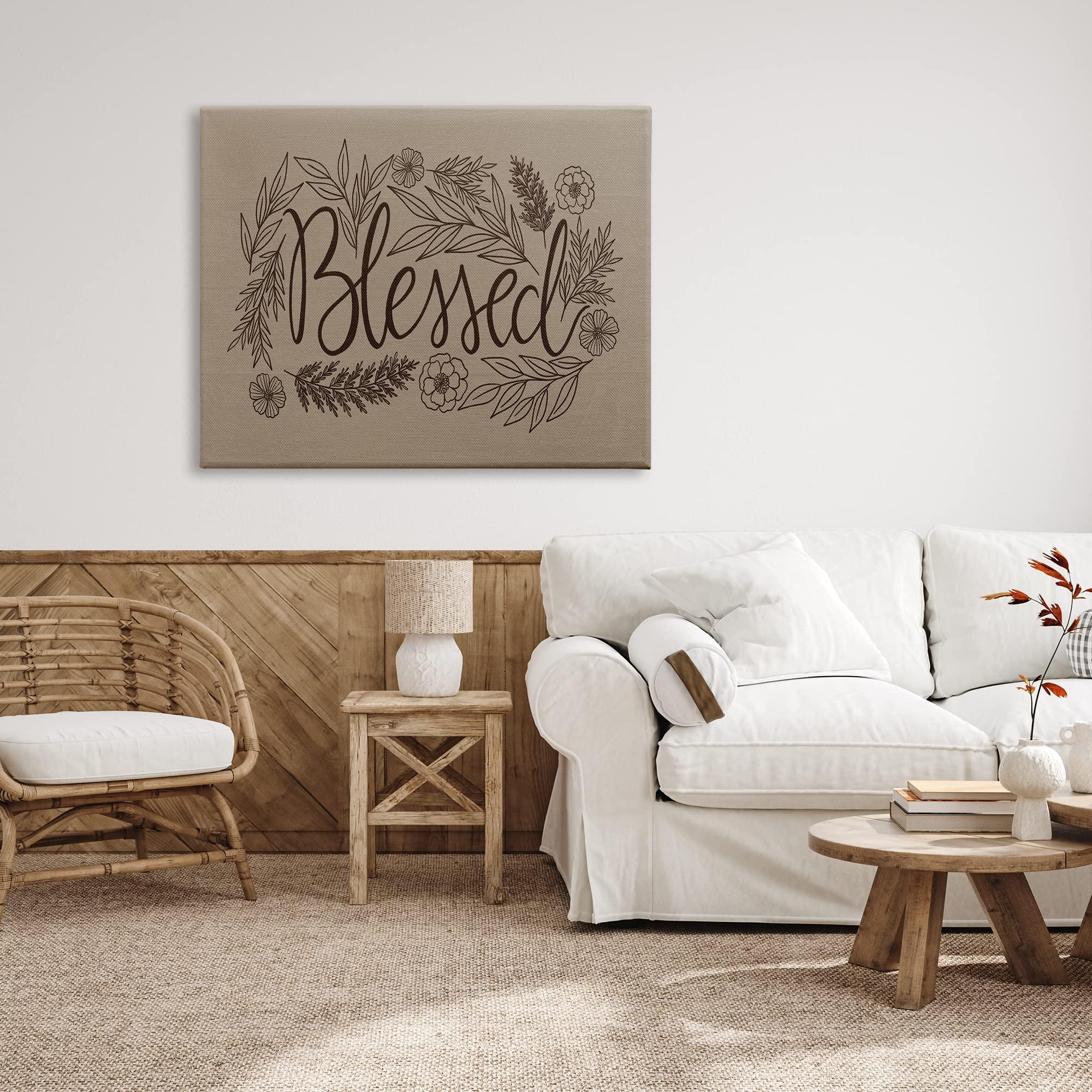 Stupell Industries Stupell Industries Blessed Botanical Flower Border Canvas Wall Art, Design by Taylor Shannon Designs