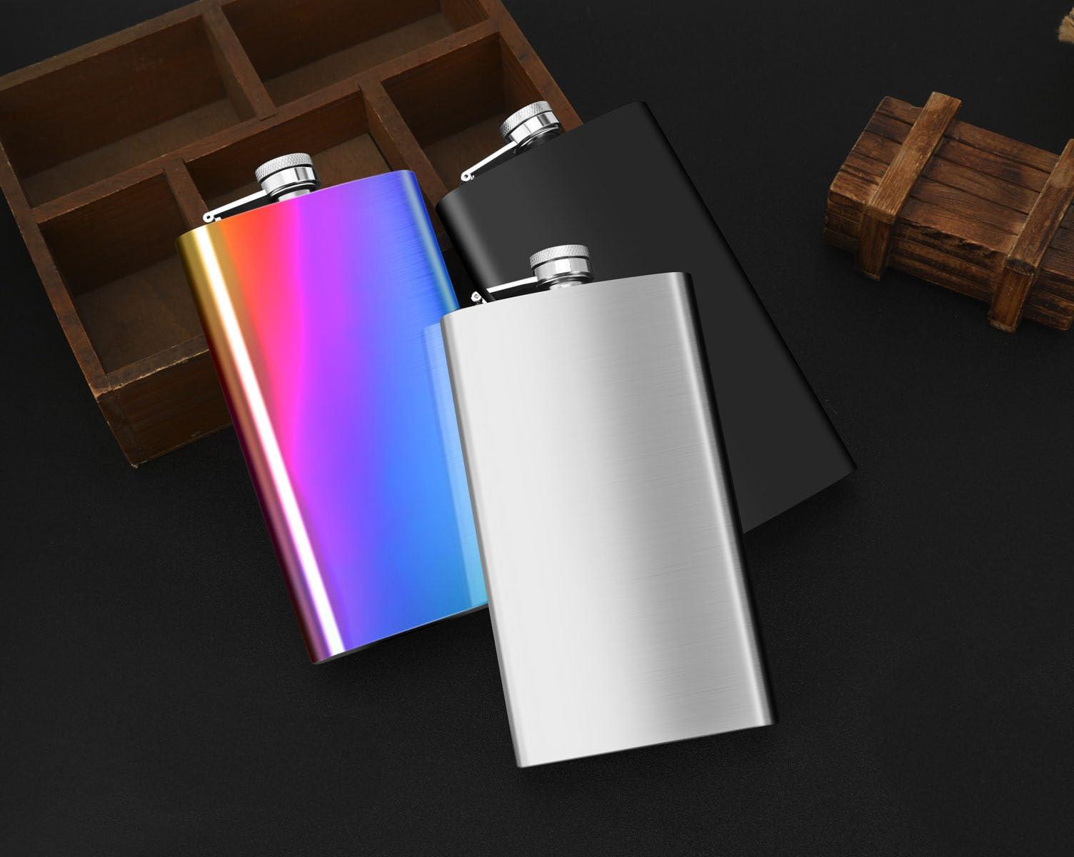 TOX TANEAXON TOX TANEAXON 12 oz Matte Black Pocket Liquor Whiskey Hip Flask with Funnel and Box - Stainless Steel and Leak Proof