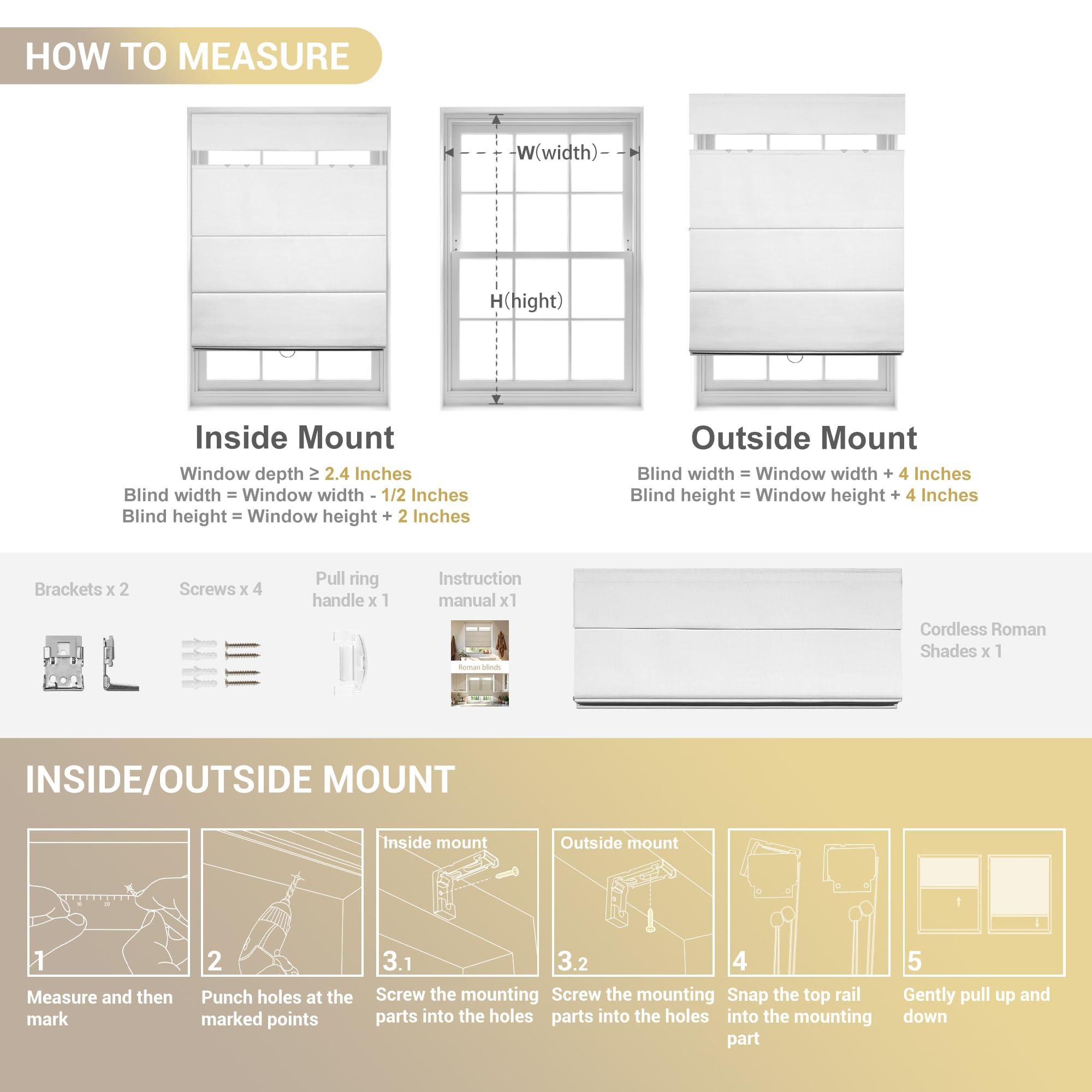 HOTSOON HOTSOON Top Down Bottom Up Roman Shades for Window,Cordless,Blackout Roman Window Shades,Room Darkening Fabric Thermal Insulation Custom Roman Blinds for Living Room Loft,Dark Gray,68W x 56H
