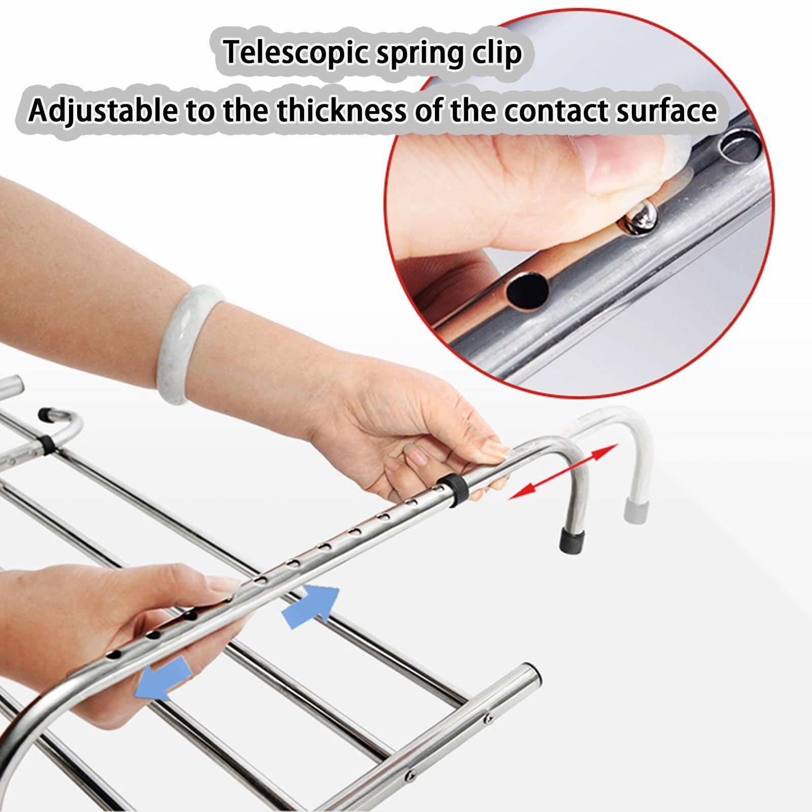 HJXGQJM Radiator Clothes Airer Rack, Stainless Steel Extendable Foldable Airer, Indoor Radiator Outdoor Balcony Drying Rack RailHanging Drying Rack AirerDryer For Hanging Clothing, Towel, Shoes ( Size : Tel