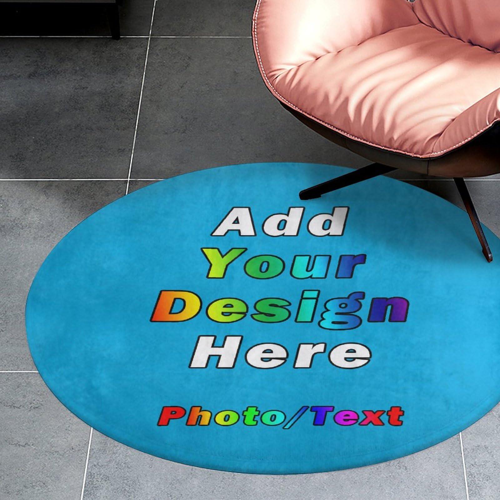 Yhbtgvrce Yhbtgvrce Custom Rugs with Logo Personalized with Logo Text Photo, Anti Slip Washable Door Mat Decorative for Bedroom Living Room Office Garden Balcony etc, SkyBlue, 35.4"x35.4"