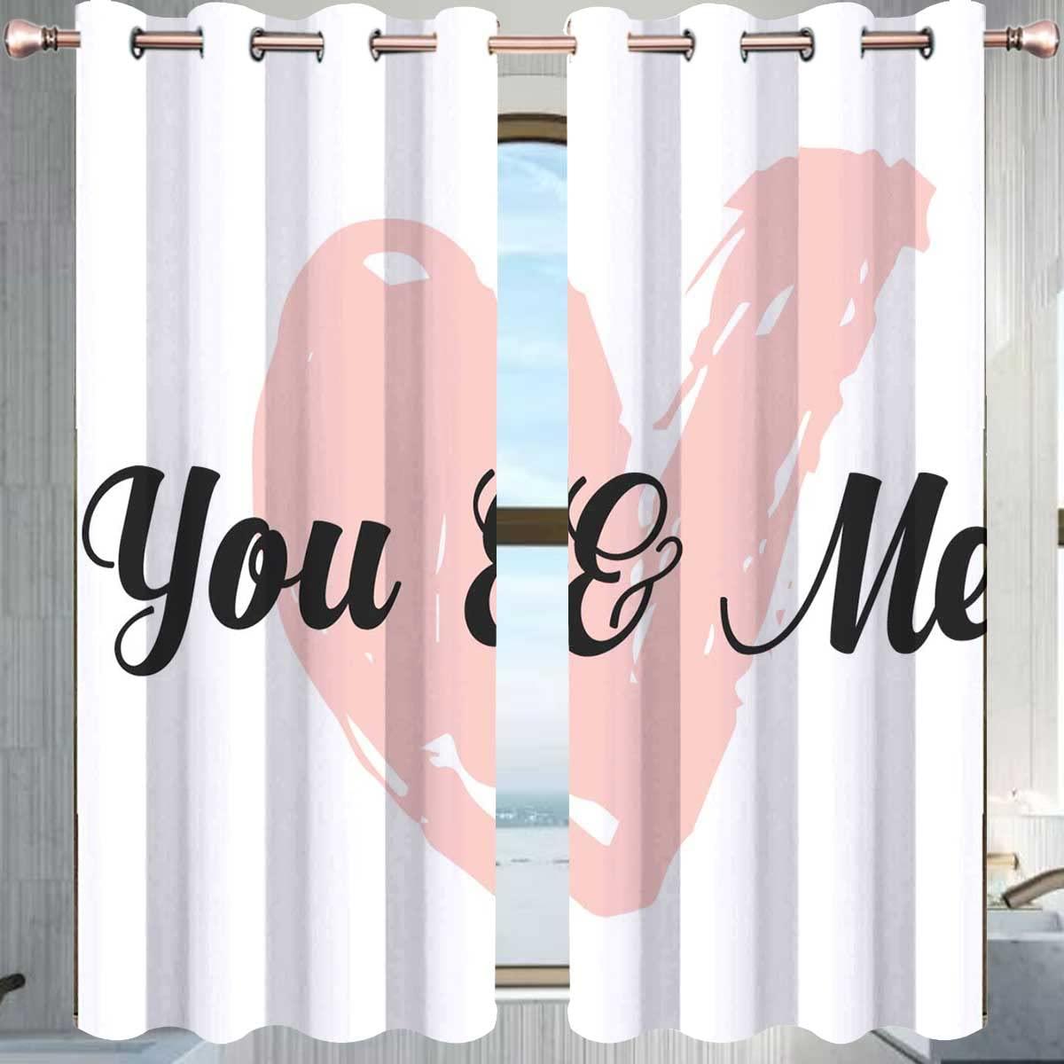 HomeLoft Basics Pink Cortinas para Sala Elegantes Modernas 2 Panels Love Lover Couple Heart Farmhouse Curtains Dining (W) 85 X (H) 108 Inches