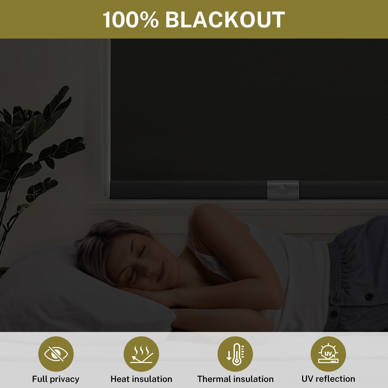 moonice Moonice No Drill Cordless Roller Blinds Waterproof Blackout Blinds for Windows, No Screw Roller Shades Thermal Insulated UV Protection Privacy Window Shades for Home,Office,Bedroom,Door,Dark Brown