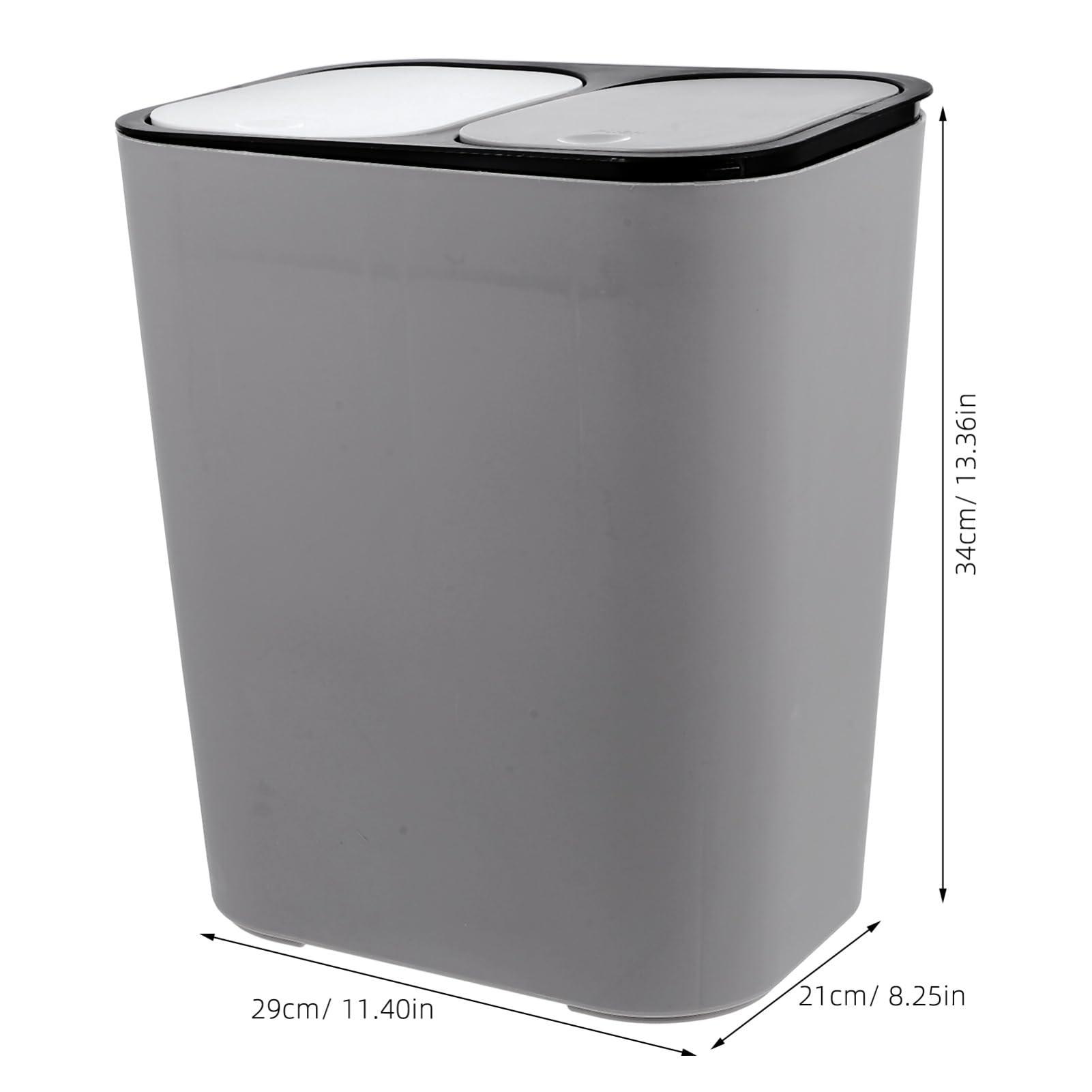 Veemoon Veemoon 15 L Kitchen Trash Can Dual Compartment Recycle Trash Can Open Double Garbage Bin Bucket Dry Wet Classified Wastebasket Rubbish Bin Liter Bin for Office Bathroom Home School Bedroom