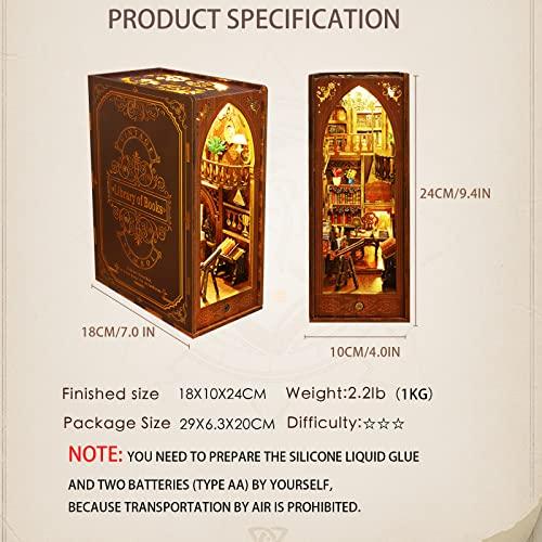 ROCOXIA ROCOXIA DIY Book Nook Kit, Booknook Shelf Insert Book Nook DIY Miniatures Kit Light Up Bookends Book Nooks DIY Dollhouse Bookshelf Insert Kit for Adults (Library of Books)