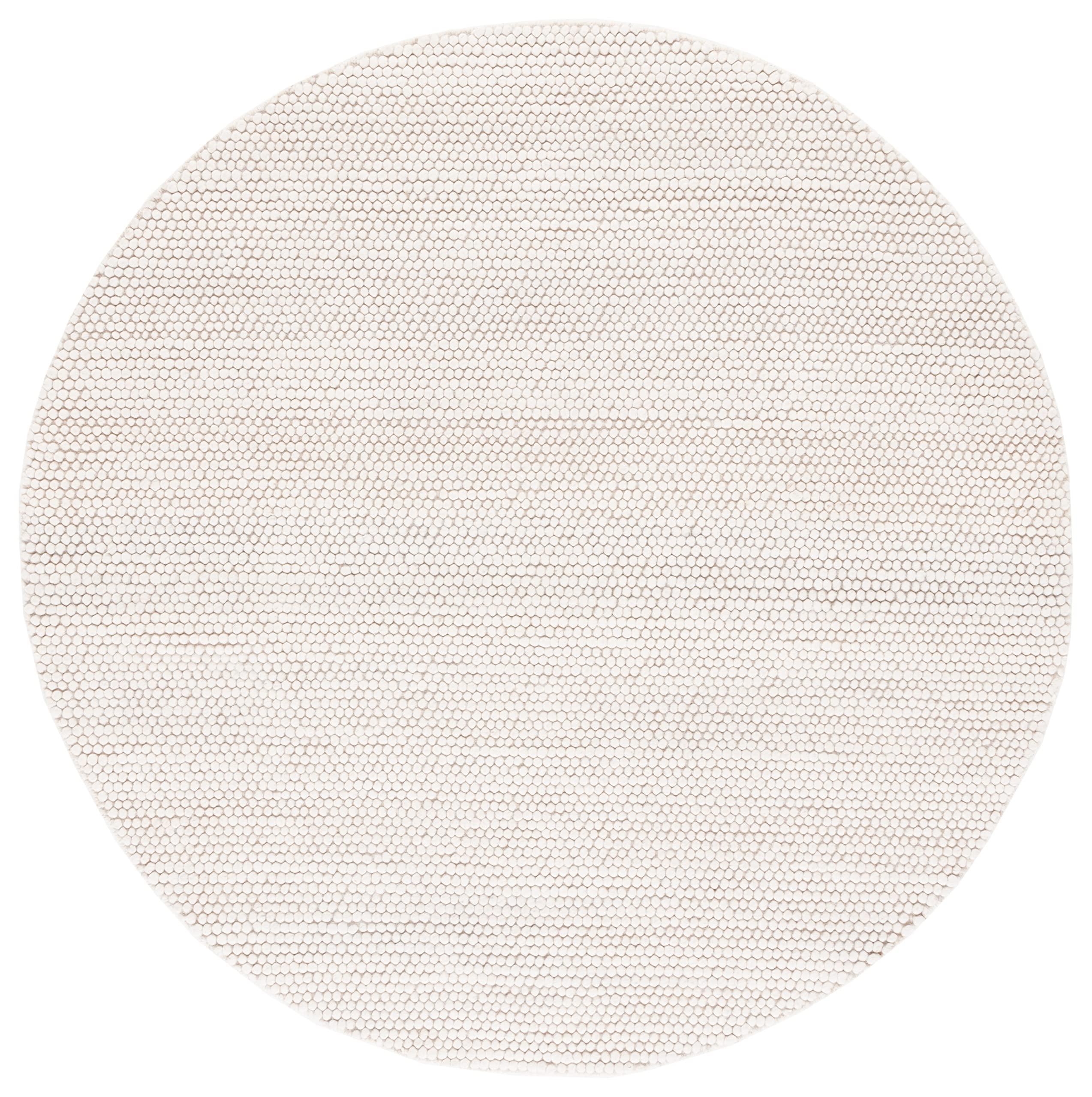 Safavieh SAFAVIEH Natura Collection 8' Round Ivory NAT620A Handmade Wool Entryway Foyer Living Room Bedroom Dining Area Rug