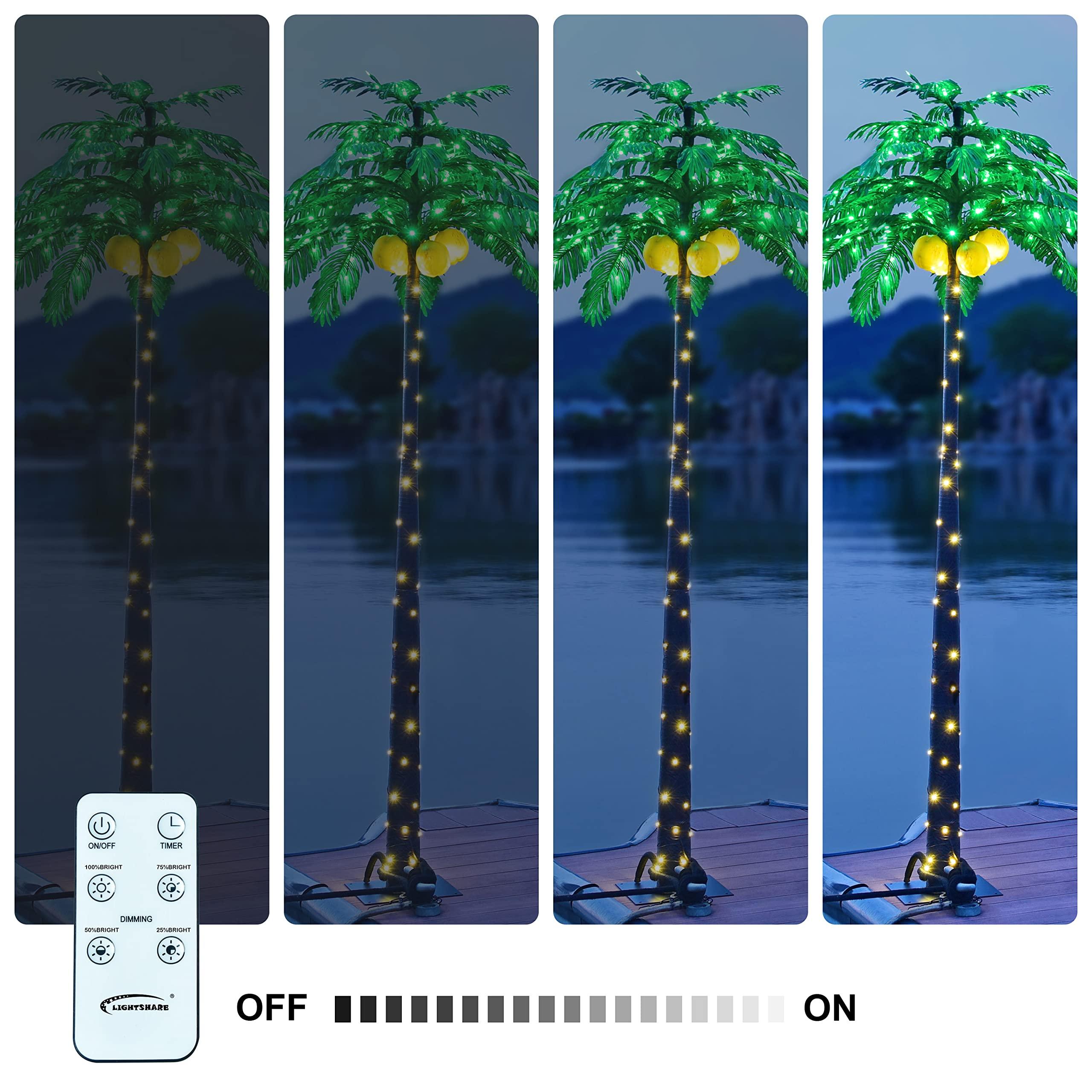 SPIRIT STAR CHRISTMAS CENTER Lighted Palm Tree with Coconuts 9FT 368 LED Artificial Palm Tree Lights for Decoration Outdoor and Indoors Summer Holiday Tiki Bar Christmas Patio Pool