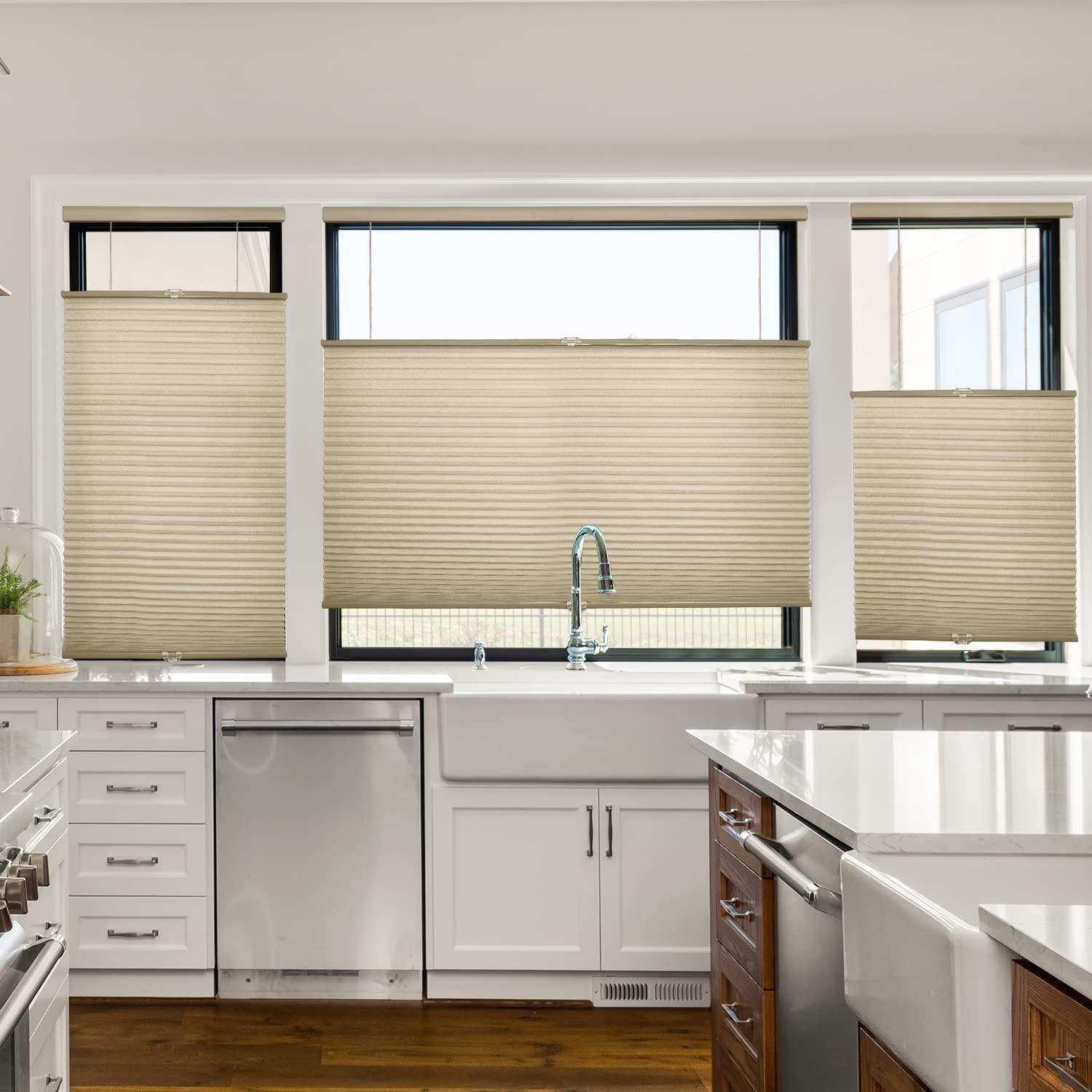 CHICOLOGY CHICOLOGY Cellular Shades, Top Down Bottom Up Shades, Custom Blinds for Windows, Window Shades for Home, Door Blinds, Window Coverings, Cellular Blinds, Latte (Light Filtering), 26" W x 48" H