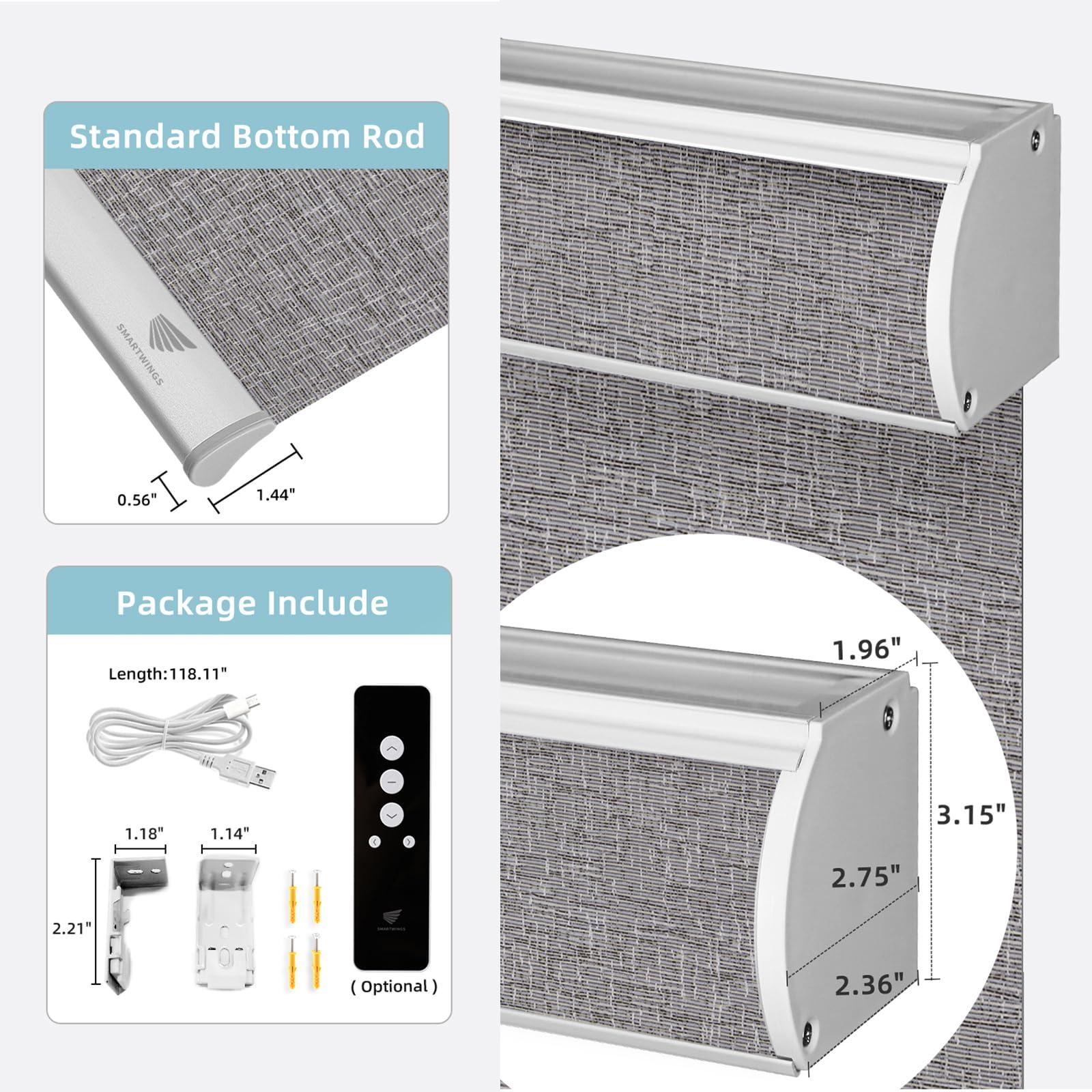 SmartWings SmartWings Motorized Blinds with Remote, Compatible with Homekit Thread-Enabled Shade, Light Filtering Cordless Smart Shade, Electric Automatic Sunscreen Blinds, Customized, Safari Midnight