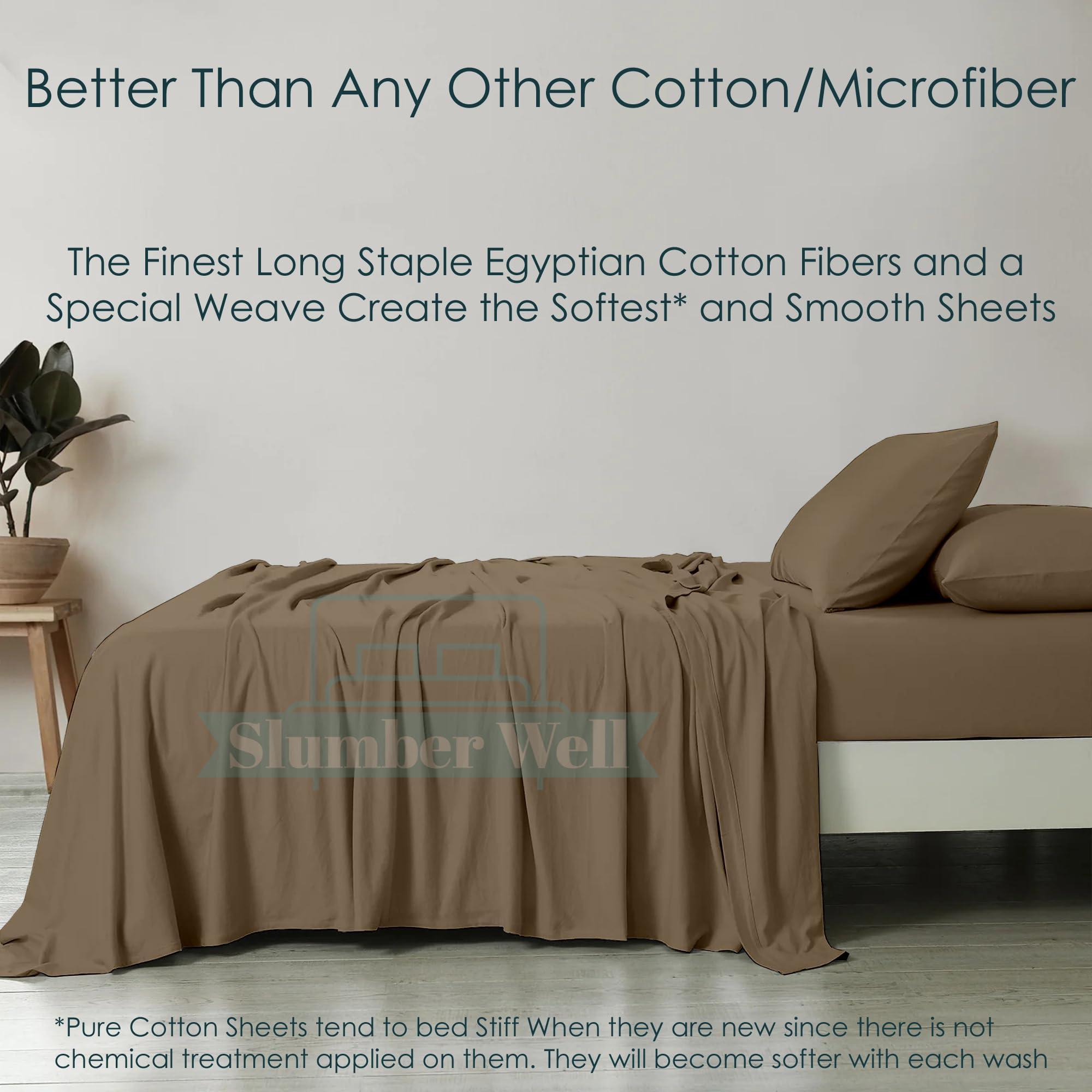 SlumberWell Split King Sheets Sets for Adjustable bed - 5 Pcs Split King Sheet Set with 2 Twin Xl Fitted Sheet - 600 Thread Count 100% Egyptian Cotton Sheets Set - 30 Inch Deep Pocket Sheets - Taupe Solid