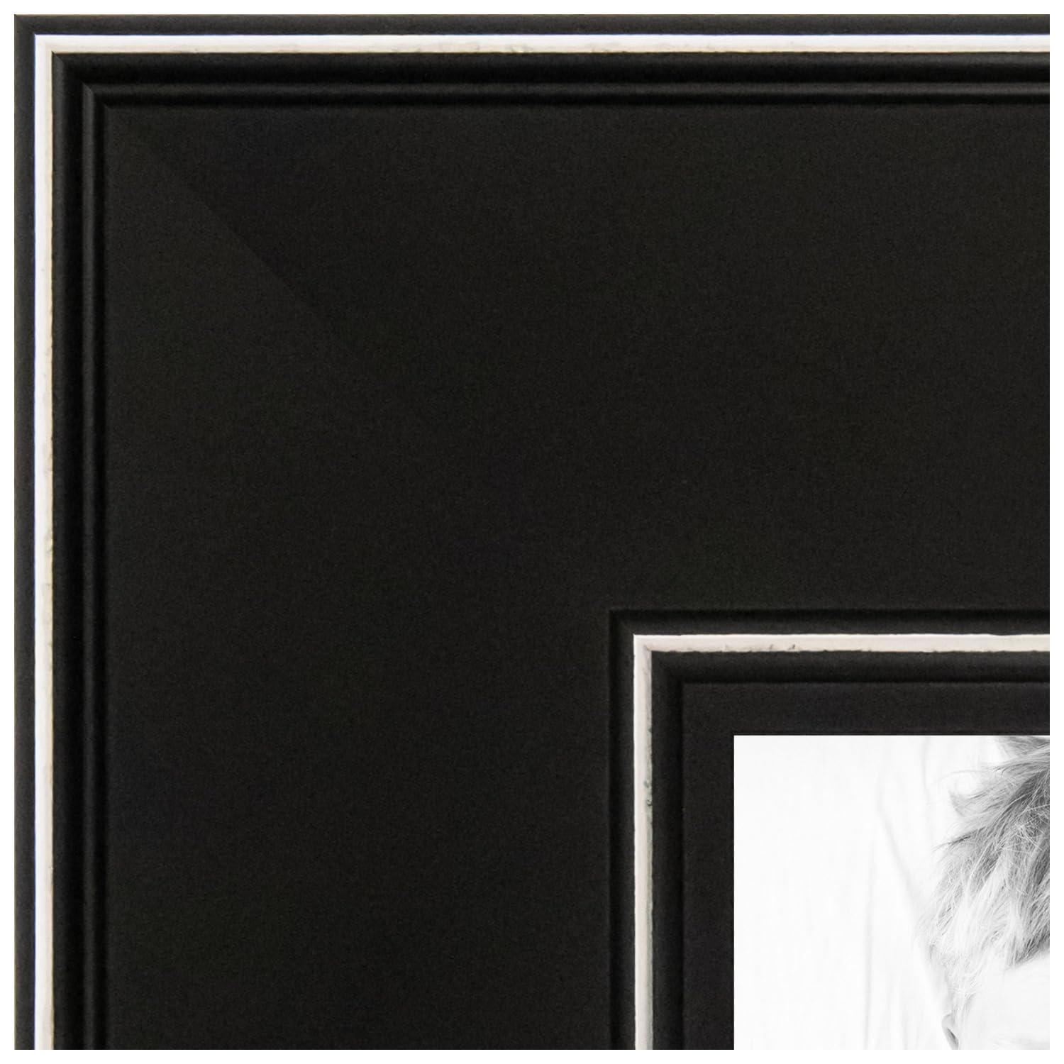 ArtToFrames ArtToFrames 9x12 Inch Black Picture Frame, 2 - Pack, This 1.75 inch Custom Wood Poster Frame is Honors Black with Silver, Comes with Regular Glass (Frame_Pack_2_D11148-9x12)