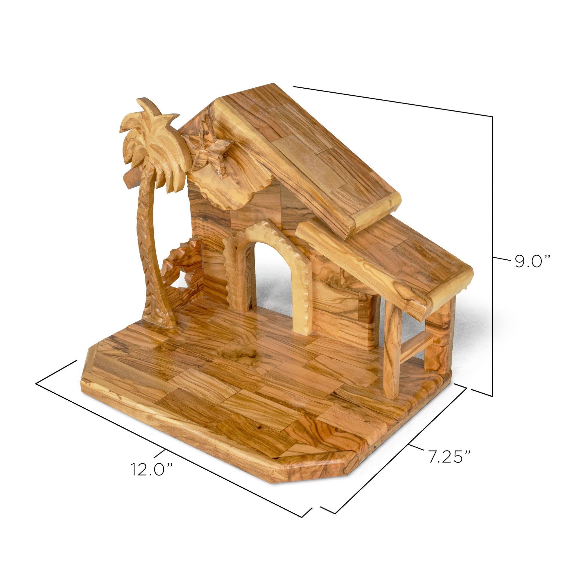 TREE OF LIFE REV. 22:14 Olive Wood Nativity Set from Bethlehem - Intricately Hand Carved Wooden Nativity Set from the Holy Land with Medium-Sized Stable, Manger & Figurines - Wood Nativity Scene Indoor Use for Christmas