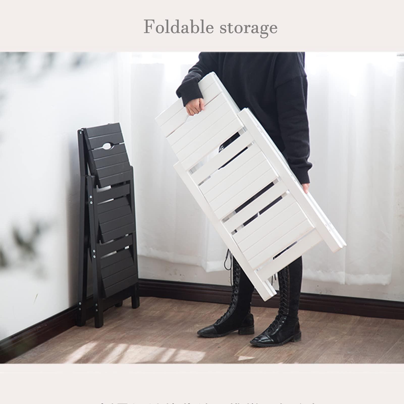 WYZDCP Portable Wooden Stepladder Fold Ladder Stool Milti-fuction Safety Household Ladder Chair Safety Non-Slip Kitchen Step Flower Shelf Non-Slip Compact (Color : A)