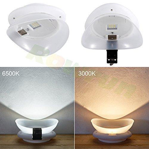 Rowrun Rowrun Solar Gutter Lights Outdoor Warm White 3000K Waterproof Smart LED Fence Light Dusk to Dawn 0.5W 100LM 9PCS 2835SMD Non Dimmable Safety Lamps for Stair Wall Corridor Walkway Garden Pack of 4