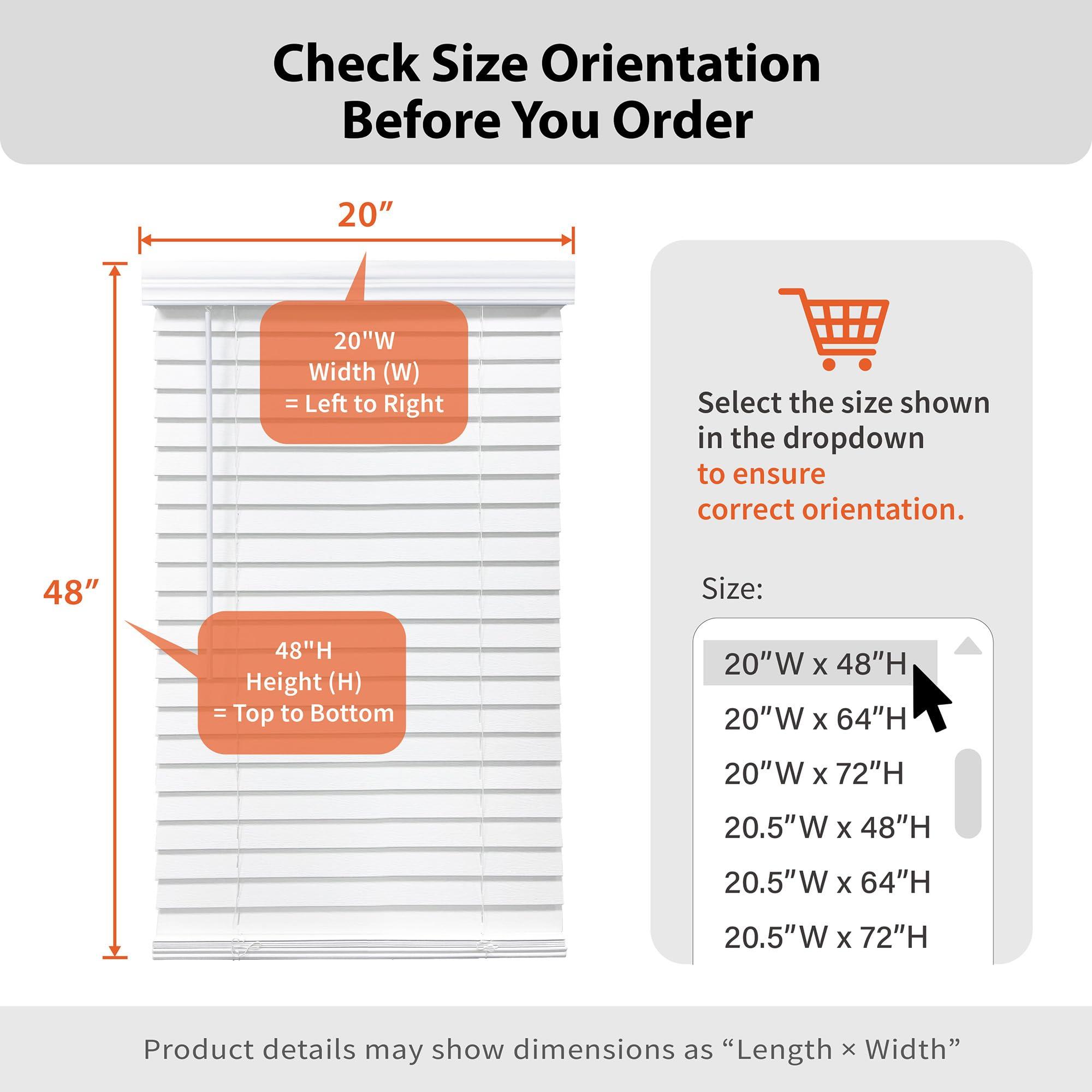 DEZ FURNISHINGS DEZ FURNISHINGS Cordless 2" Faux Wood Blind, 24.5" W x 72" H, White