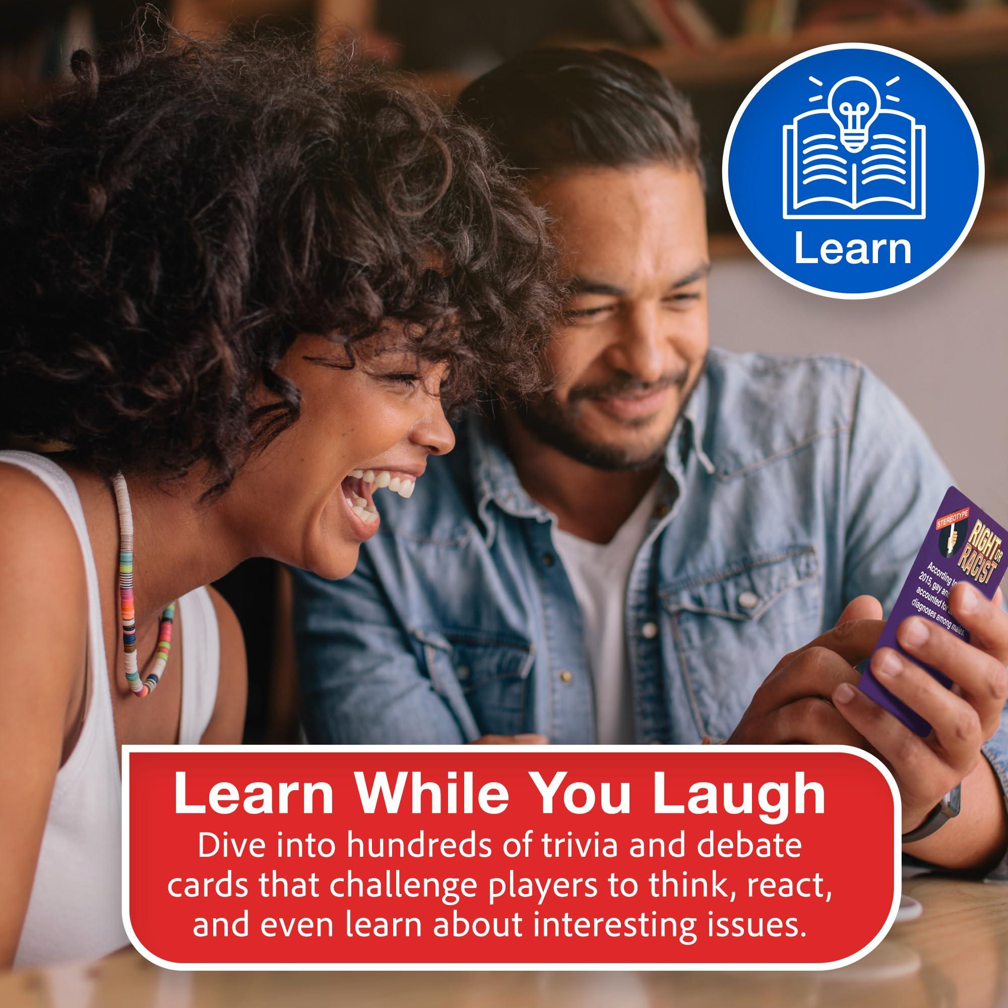 Right Or Racist Right or Racist, Card Game, Gag Gift with Hundreds of Trivia and Debate Cards, Funny Gag Gifts for Secret Santa or White Elephant, Games for Men and Women, 3 to 10+ Players