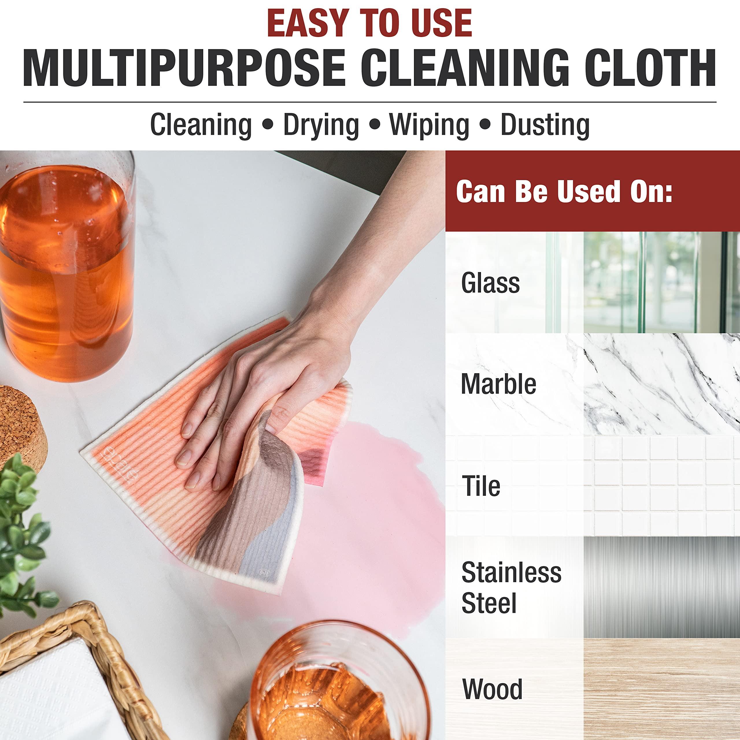 Epar Epar Swedish Dishcloths with Hook - 8 Pack Reusable Swedish Dish Cloths for Kitchen - Super Absorbent Cellulose Sponge Cloths - Non Scratch & Quick Dry Kitchen Towel for Washing Dishes & Counter Top