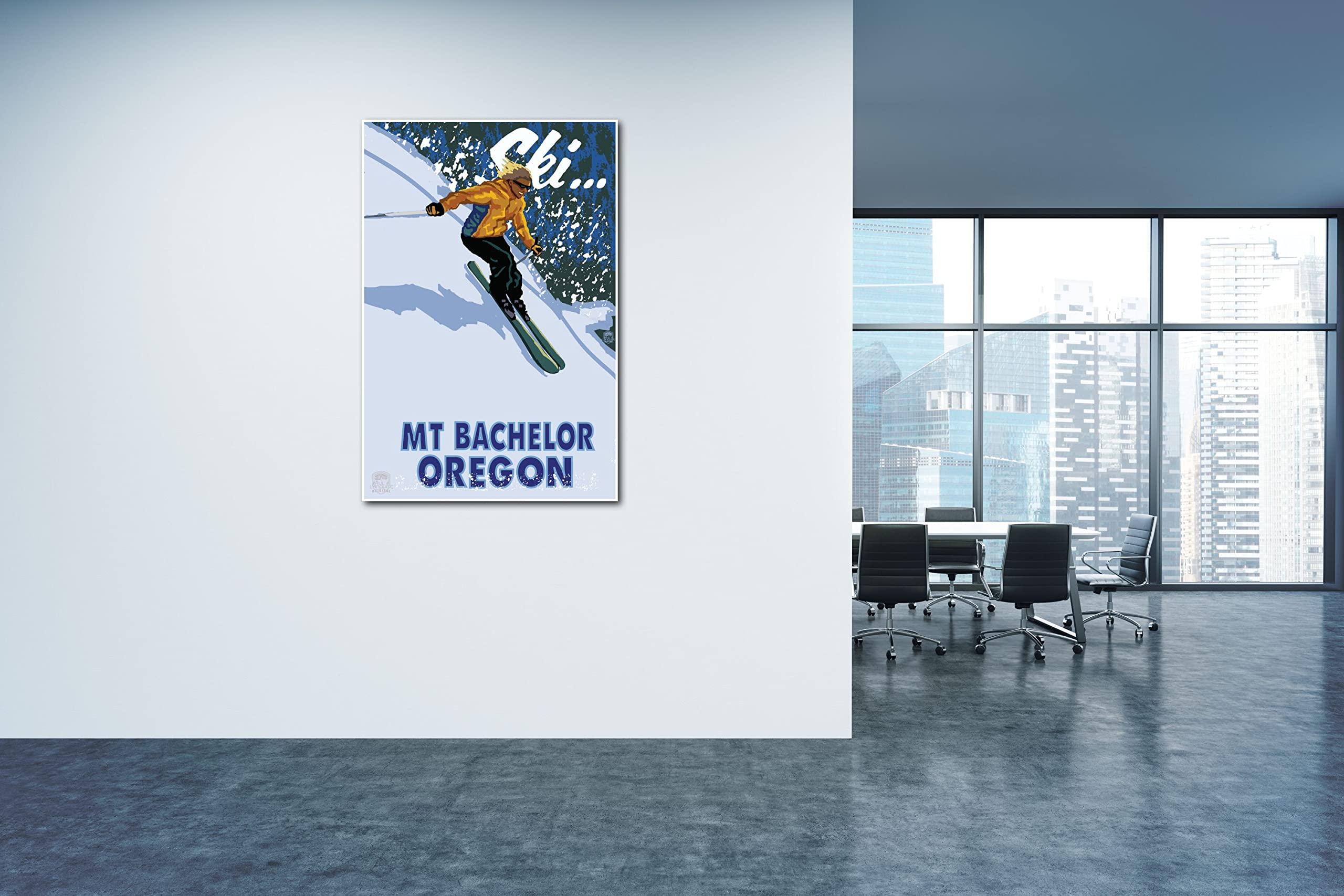 Northwest Art Mall Mt Bachelor Bend Oregon Downhill Skier Giclee Art Print Poster from Travel Artwork by Artist Paul A. Lanquist 30\" x 45\"