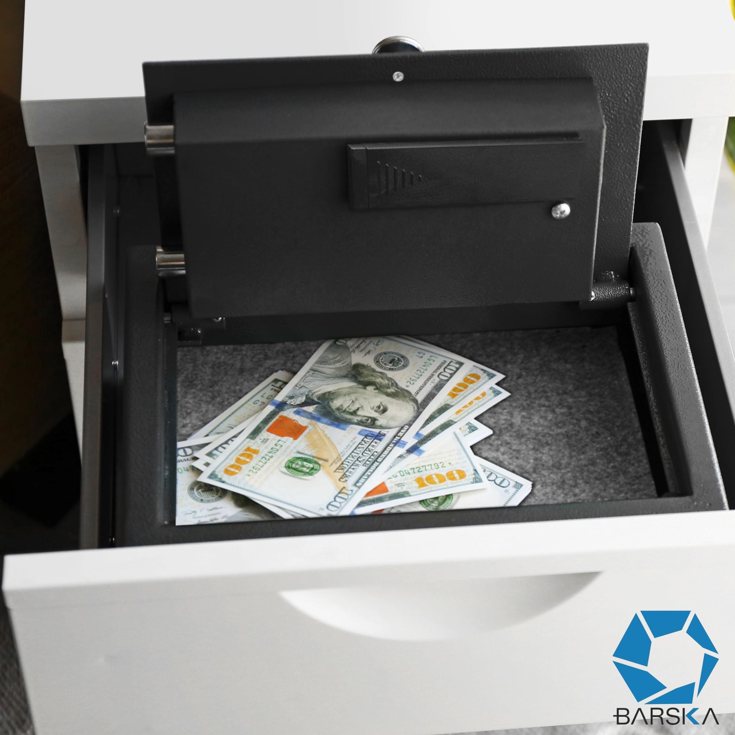 BARSKA Barska Digital Keypad Home & Office Steel Security Safe Lock Box with Deadbolts - 0.15 Cu Ft Top Opening Drawer Safe