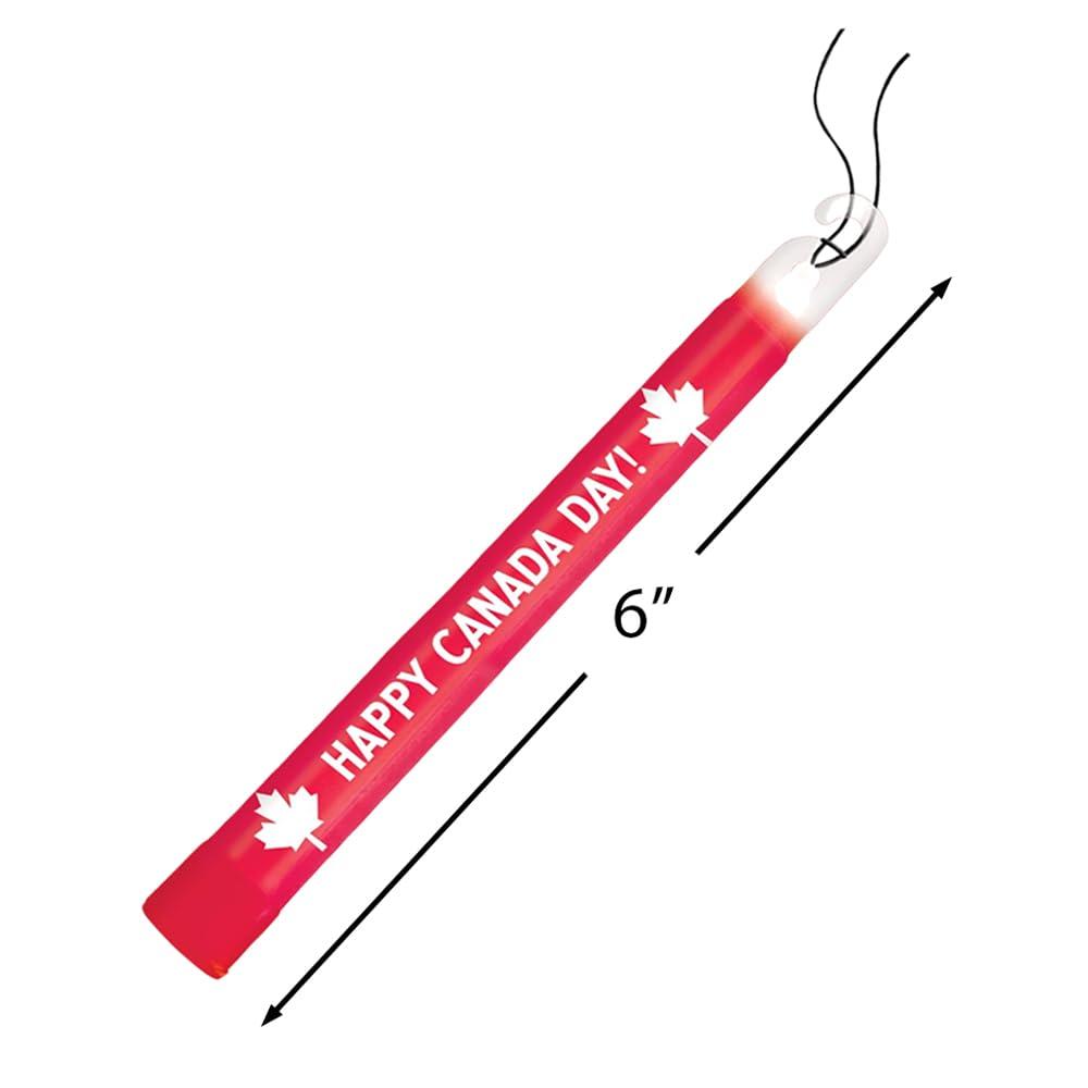 Amscan Amscan Eye-catching Red & White Happy Canada Day Printed Glow Sticks - 6\" (Pack of 3) - Unique & Stunning Design, Ideal for Canada\'s National Day & Themed Events