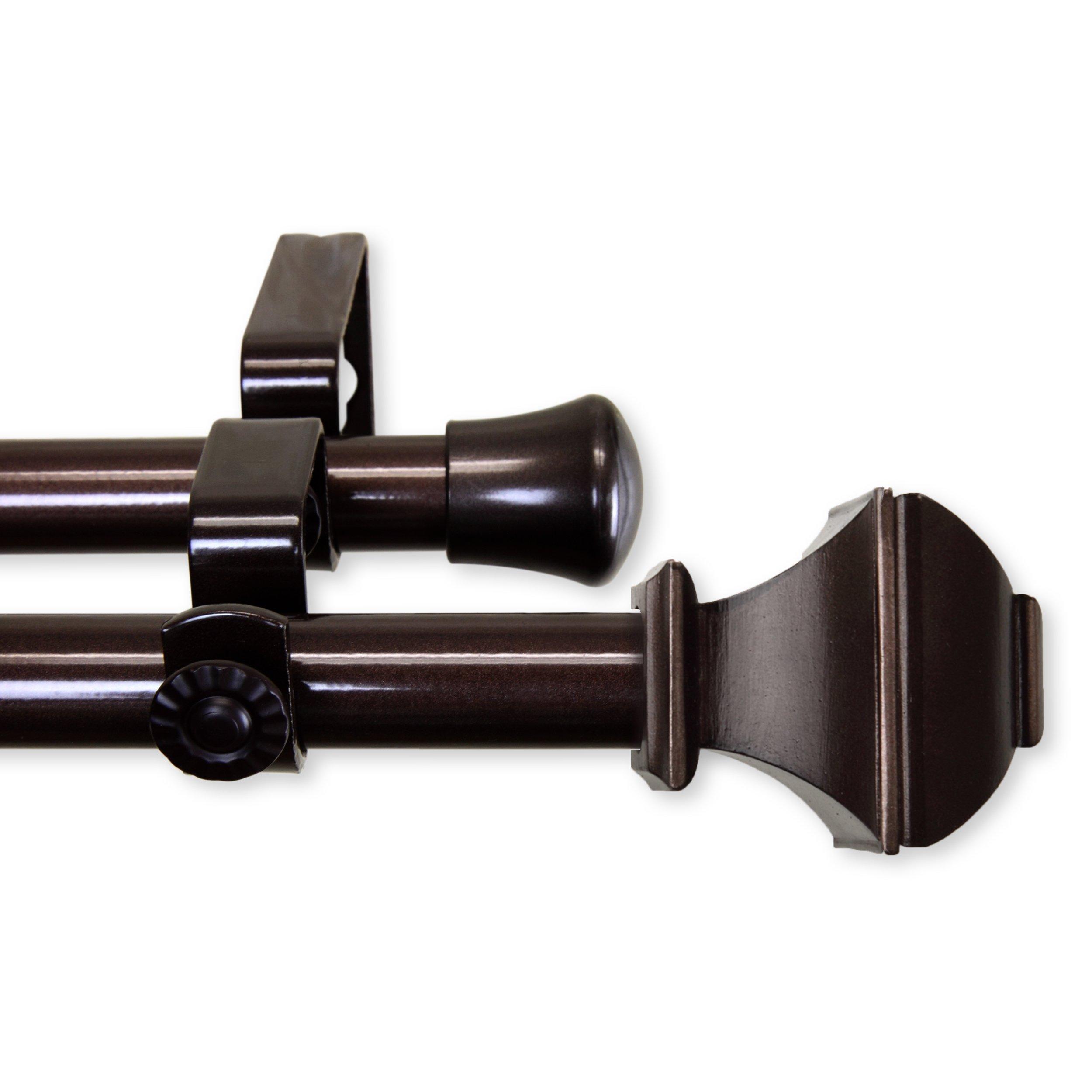 Rod Desyne Rod Desyne 13/16" Moyat Bay Window Double Curtain Rod, 20-36", 38-72", Cocoa