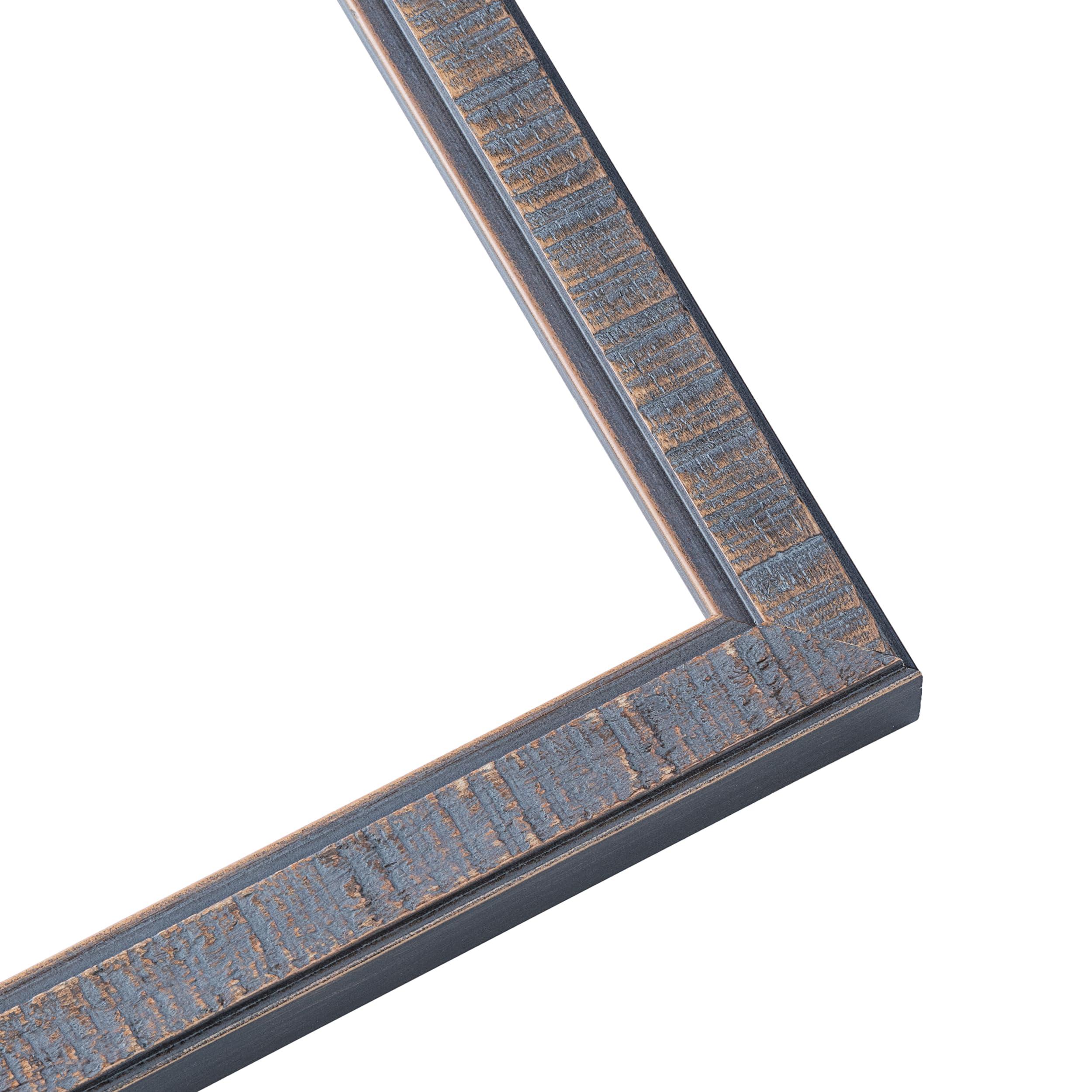 CustomPictureFrames.com 16x11 Frame Blue Kingsley Pewter Solid Wood Picture Frame Width 0.75 Inches |Interior Depth 0.5 Inches | Kingsley Pewter Frame with UV Acrylic, Foam Board Backing & Hanging Hardware