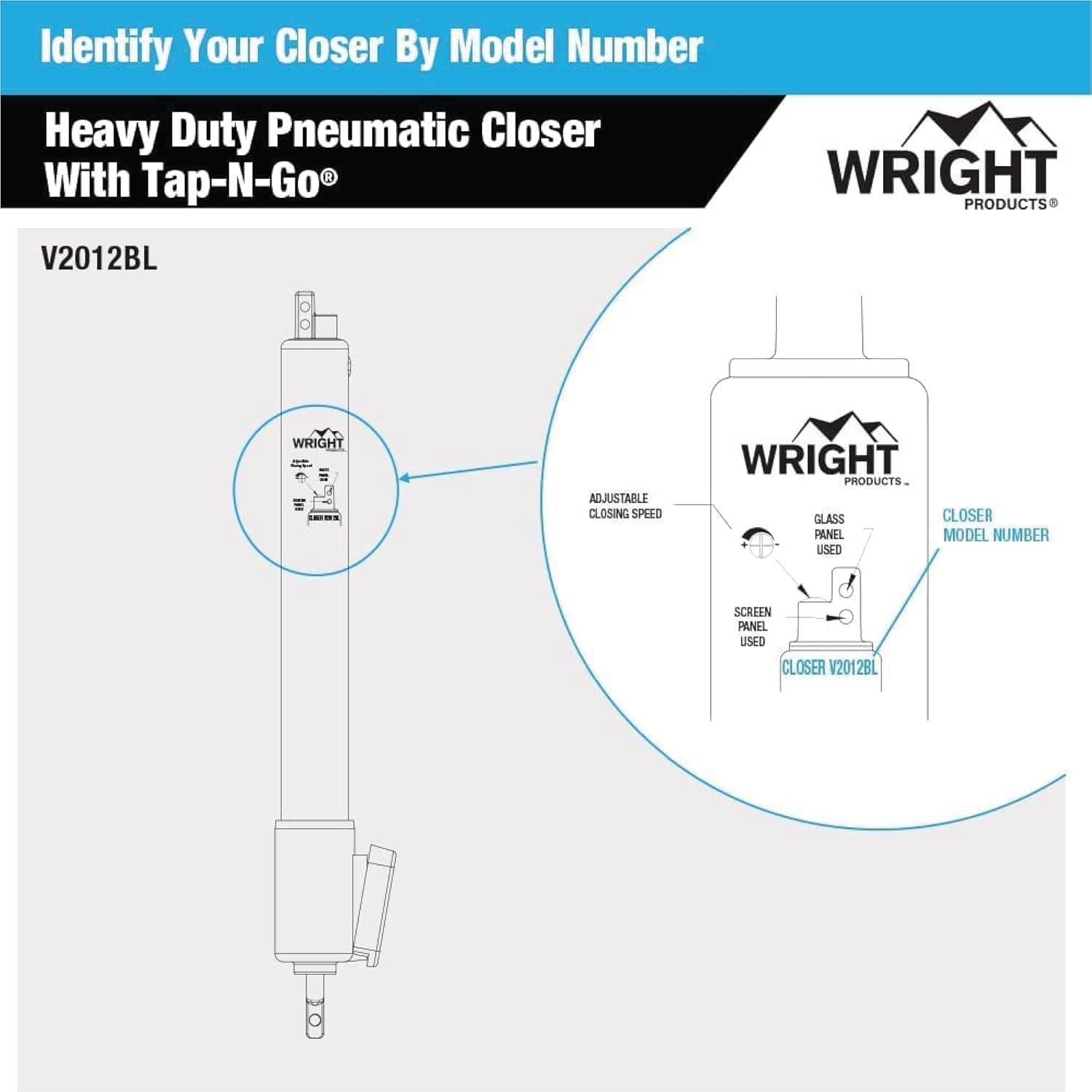 Wright Products Wright Products V2012BL Heavy Duty Tap-N-Go Pneumatic Closer, Black