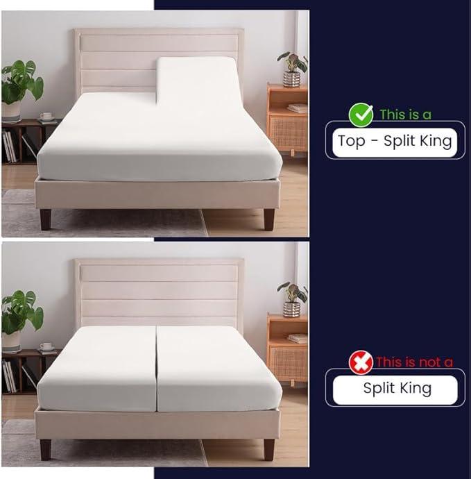 SGI bedding SGI bedding 34\" Cal King Split Top Flex Head Sheet 100% Egyptian Cotton Sheet Set 1000 Thread Count Flex Top Sheet for Adjustable Bed 4Pc Sheet Set 18\" Deep Pocket for Sleep Number Bed - Dark Gray