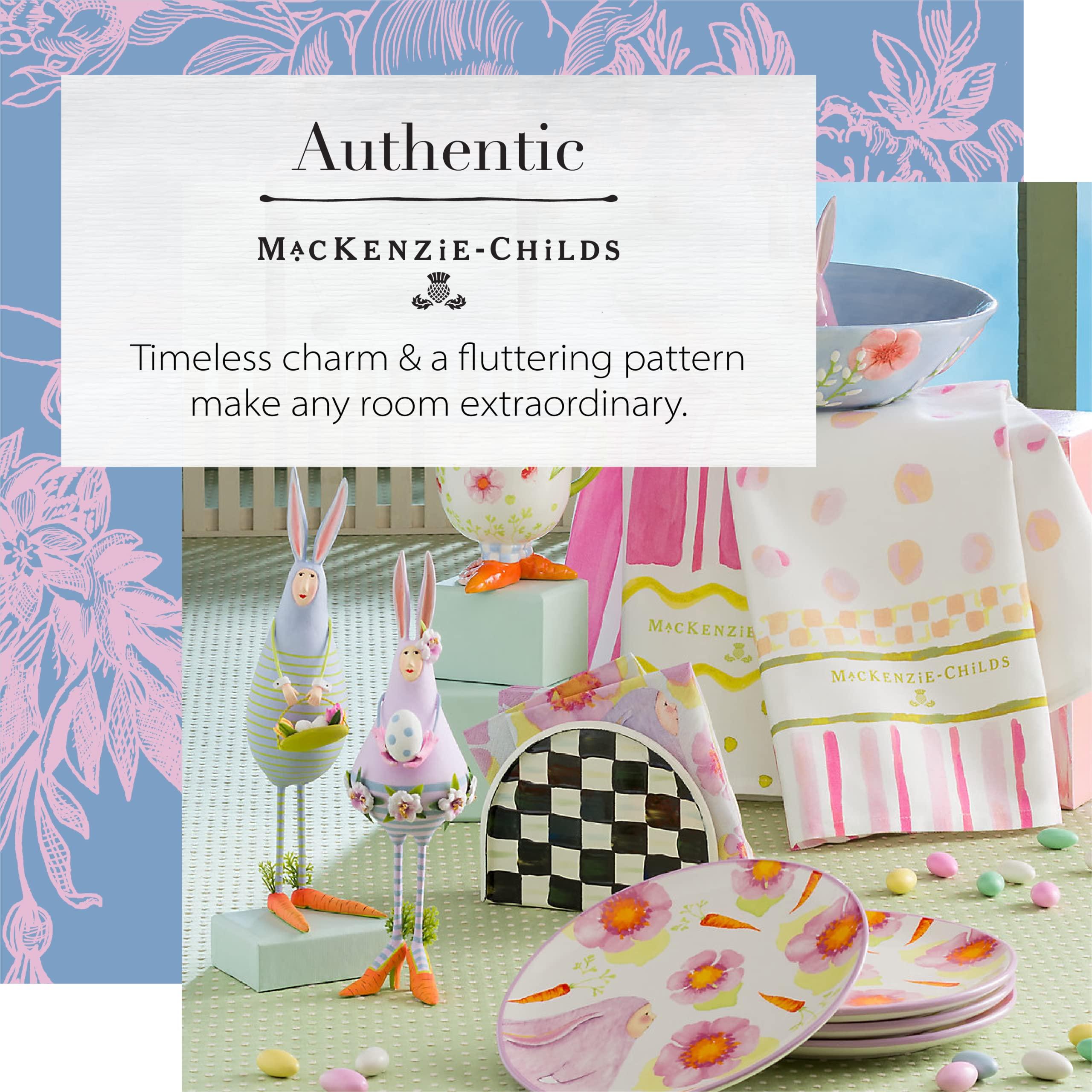 MACKENZIE-CHILDS MACKENZIE-CHILDS Enamel Napkin Holder, Kitchen Napkin Holder for Table and Countertop, Black-and-White Courtly Check