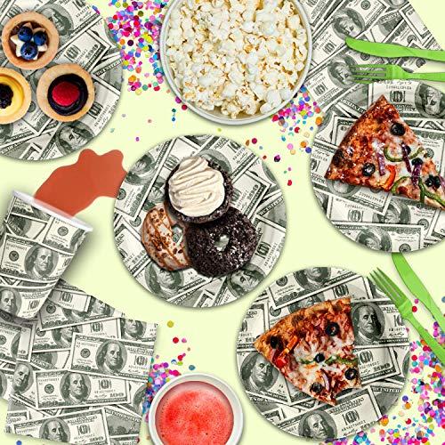 Birthday Galore Money $100 Dollar Bills Birthday Party Supplies Set Plates Napkins Cups Tableware Kit for 16