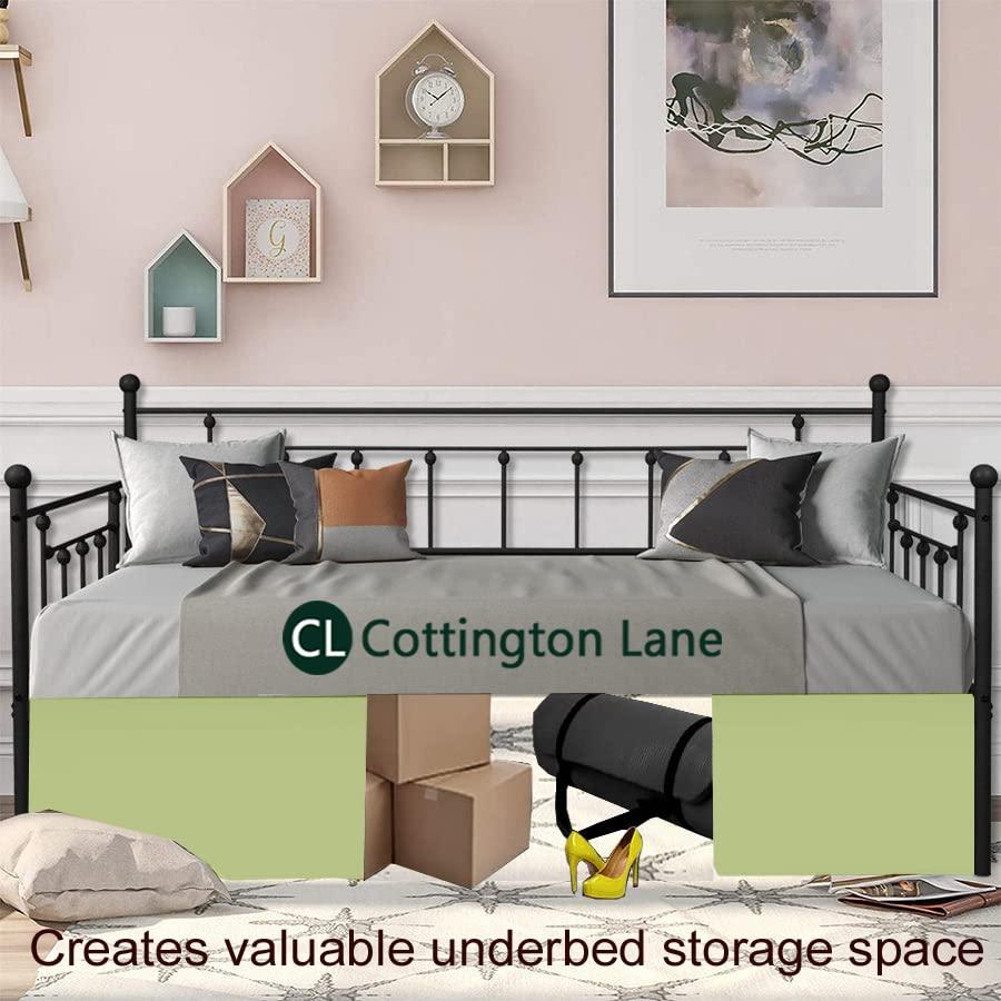 Cottington Lane Pleated Bed Skirt with Split Corners for Daybeds - Three Side Coverage - Made with Brushed Microfiber - Navy Blue Daybed Dust Ruffle Split Corners - Full 21 Inches Drop Daybed Skirt(Full/21\" Drop)