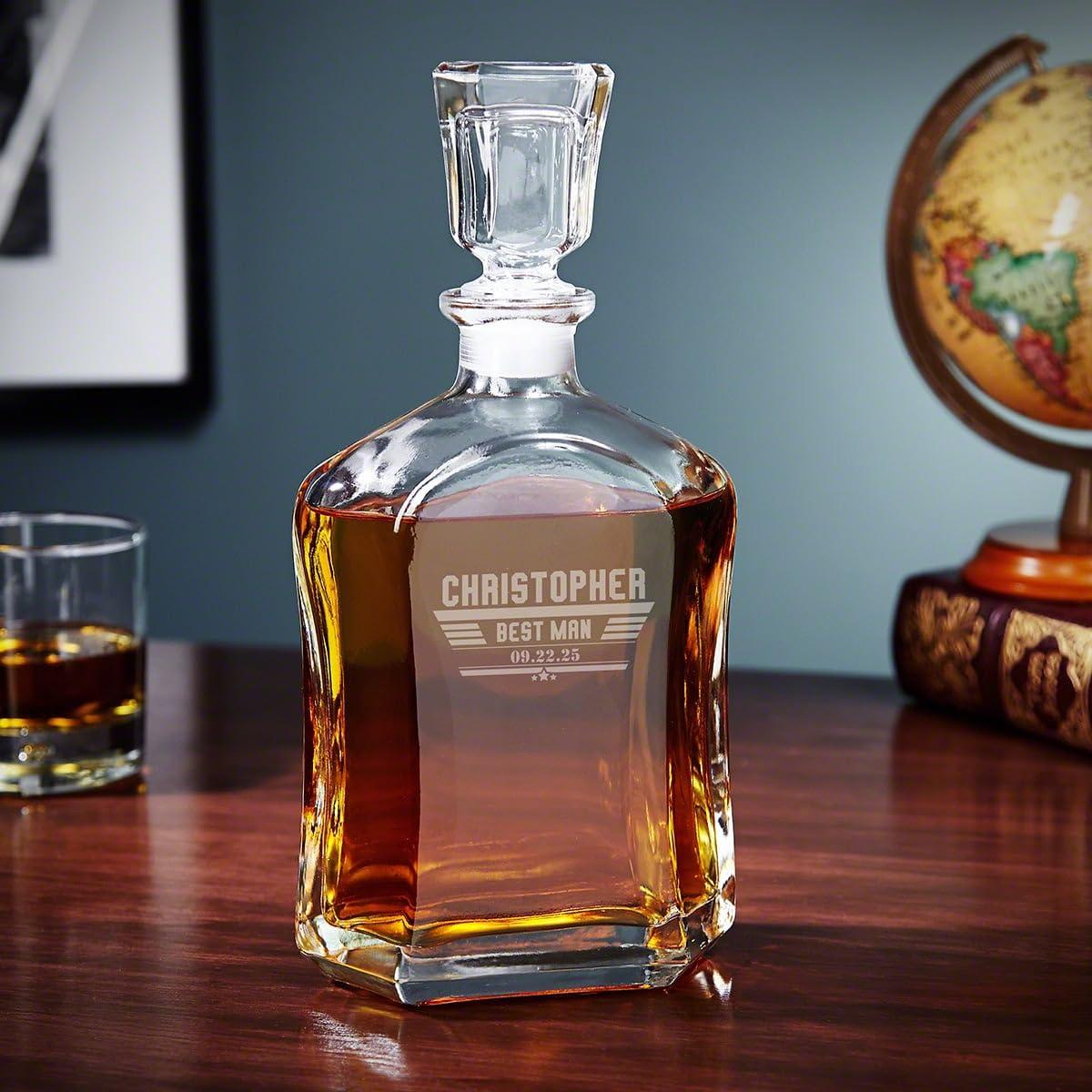 HomeWetBar American Heroes Personalized Argos Decanter Box Set with On the Rocks Glasses (Custom Product)