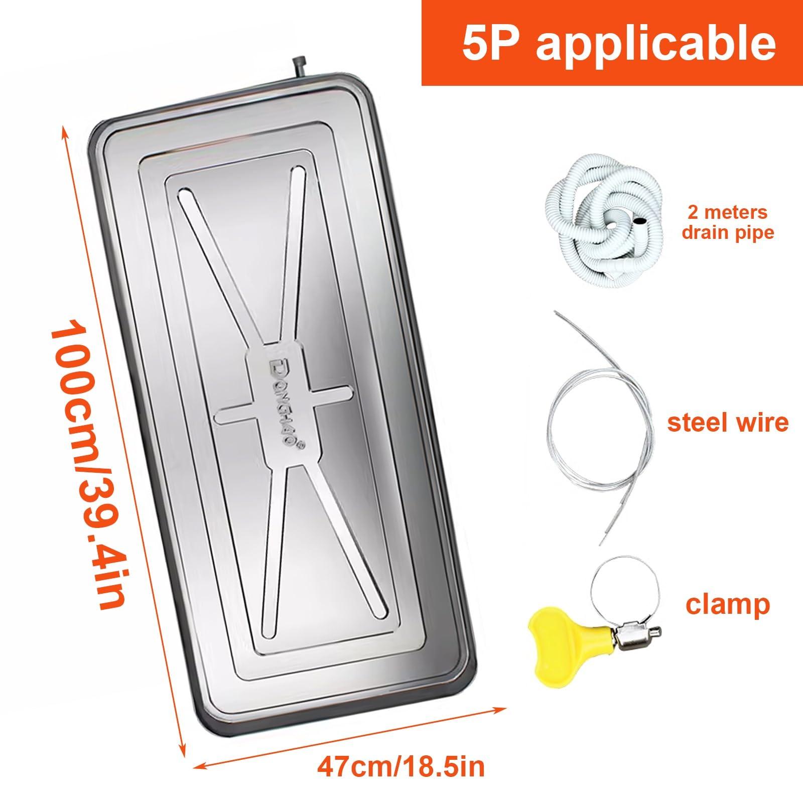 WYHBXD Air Conditioner Condensate Drain Pan, Outdoor Stainless Steel Universal Ac Drip Cushion Water Collecting Drainage Pan, for Window Ac and Mini Split Units (Color : 5P 100x47cm/93x18in)
