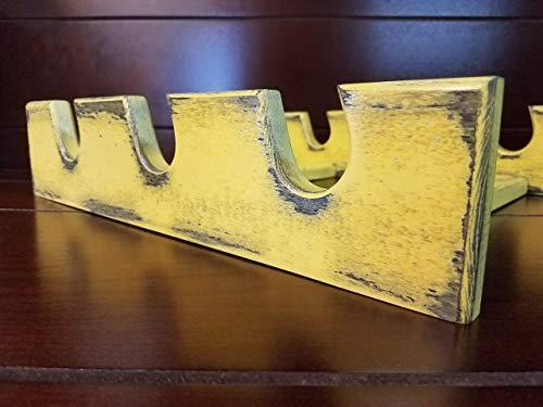 Rusty Nail woodworks Yellow Rolling Pin Rack with Three Slots - Antique Yellow Rolling Pin Rack - Multiple Rolling Pin Rack - Shabby Chic Rolling Pin Holder - Rolling Pin Storage - Gift for Baker