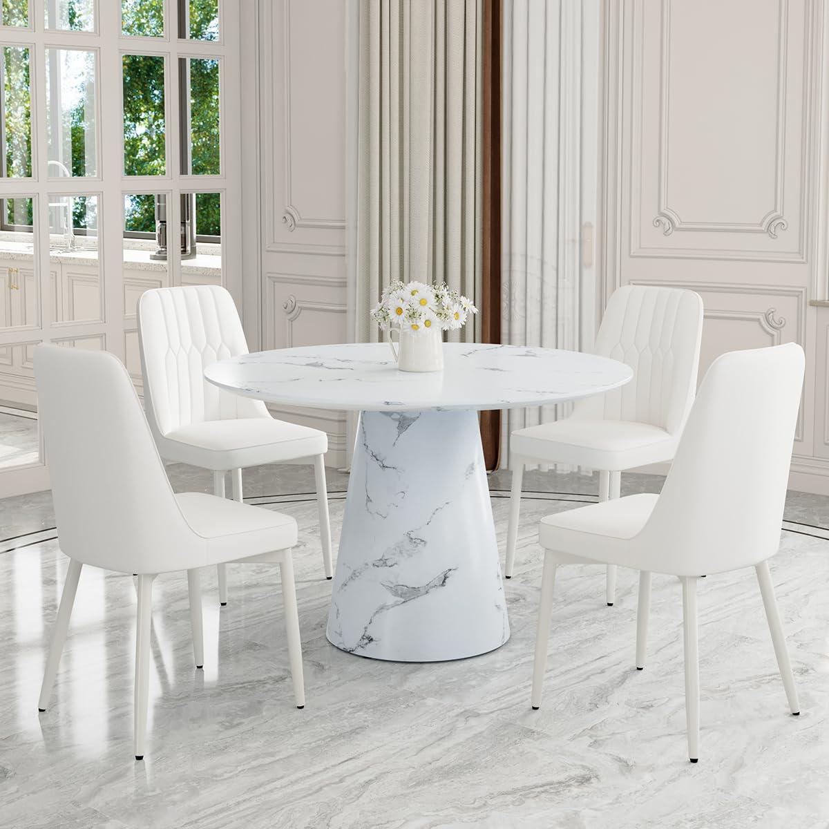 BAOPIN BAOPIN 45\'\' Round Dining Table Set for 4, Small Dining Table Set for 4, Dining Room Table Set for 4, Dining Room Table Round for 4, Round Dining Table Set for Home