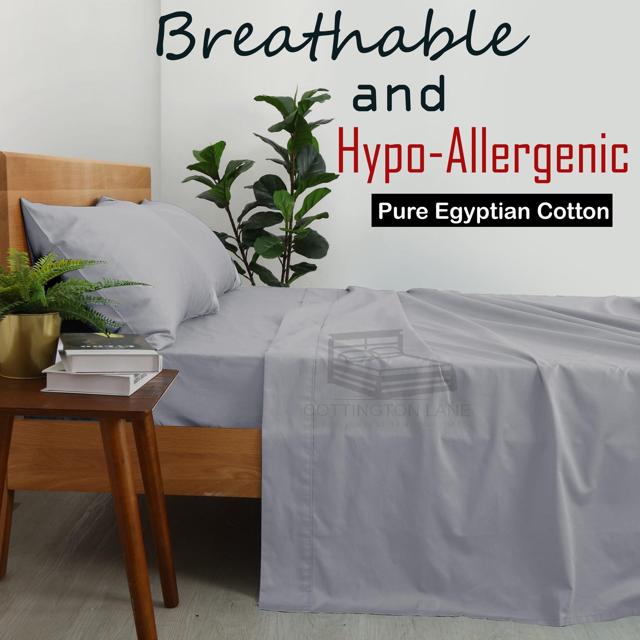 Cottington Lane Extra Deep Pocket California King Size Sheets - 22 Inch Extra Deep Pocket Fitted Sheet - 400 Thread Count 100% Egyptian Cotton - 22 Inch Extra Deep Sheets Calking - 4 PC Bed Sheets(Silver Grey Solid)